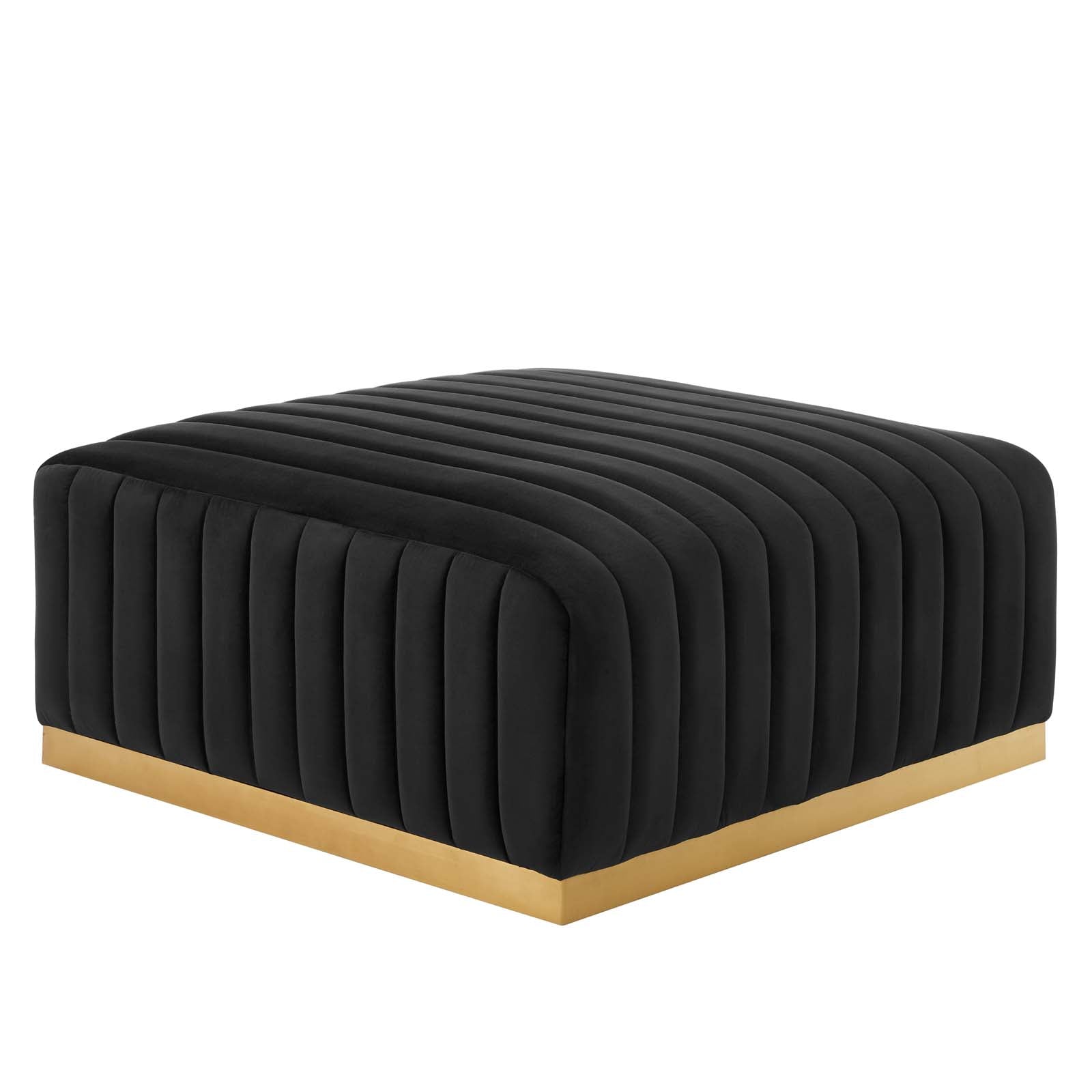 Modway Ottomans & Stools - Conjure Channel Tufted Performance Velvet Ottoman Gold Black