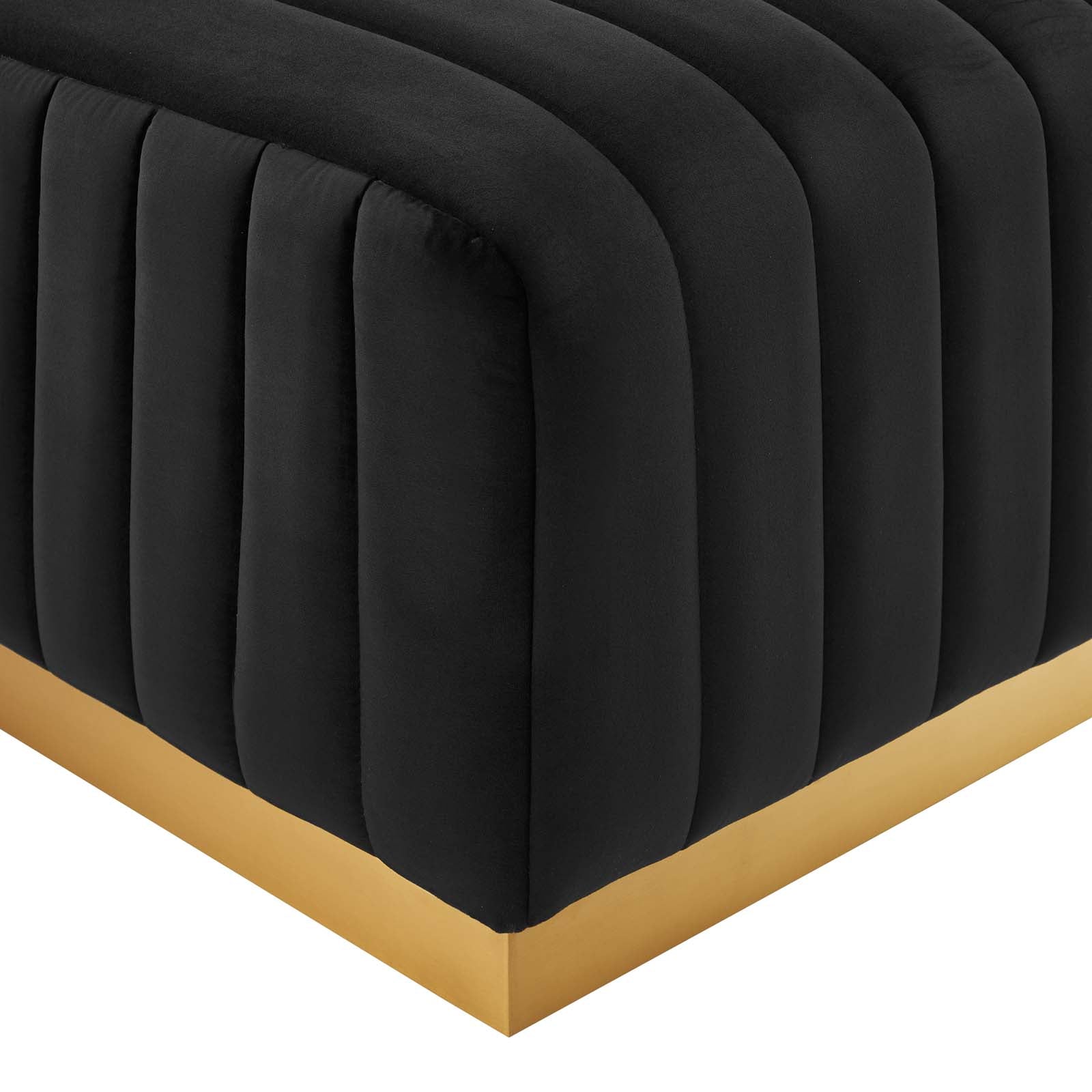Modway Ottomans & Stools - Conjure Channel Tufted Performance Velvet Ottoman Gold Black