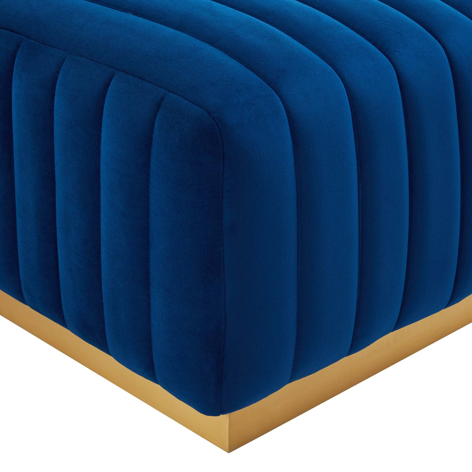 Modway Ottomans & Stools - Conjure Channel Tufted Performance Velvet Ottoman Gold Navy