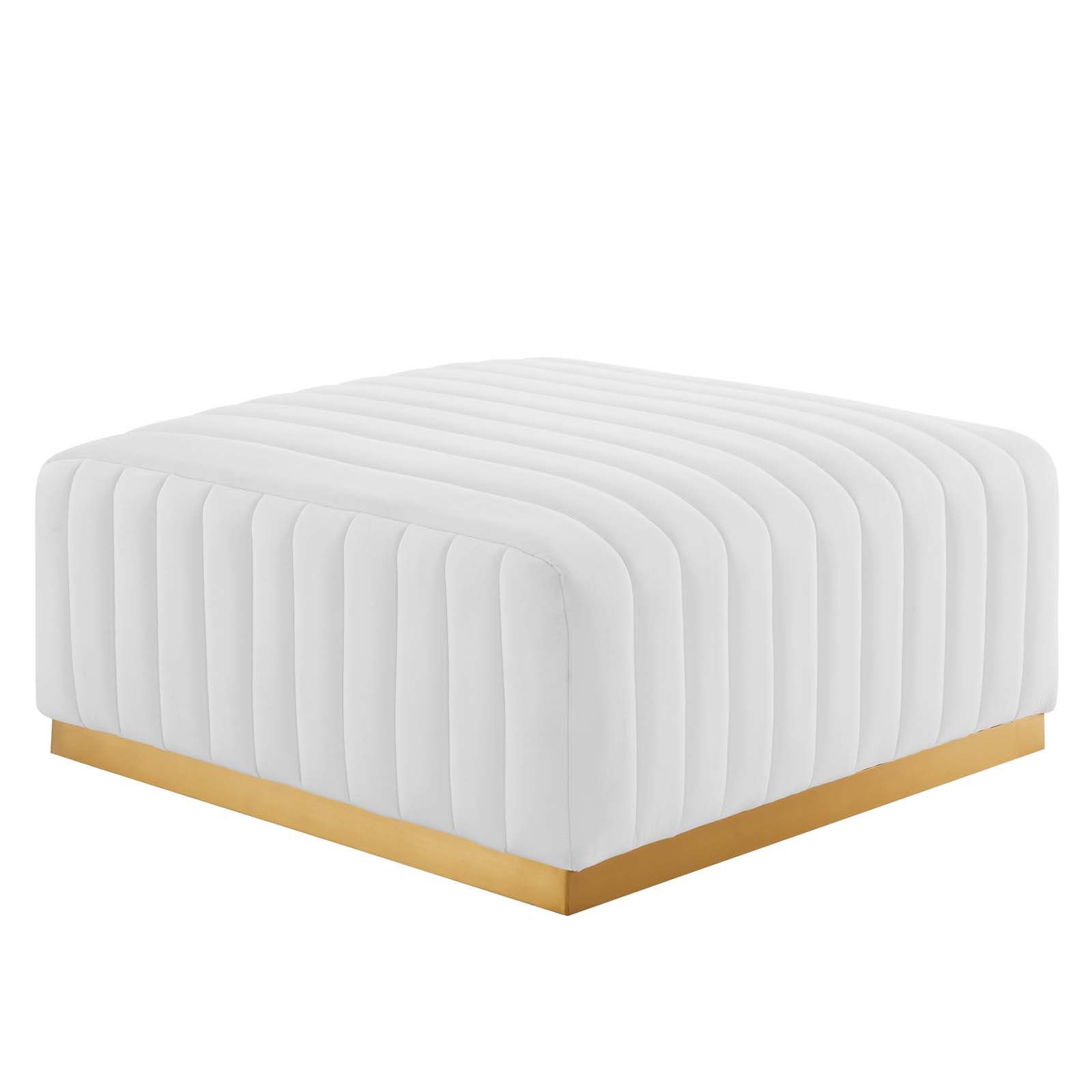 Modway Ottomans & Stools - Conjure Channel Tufted Performance Velvet Ottoman Gold White