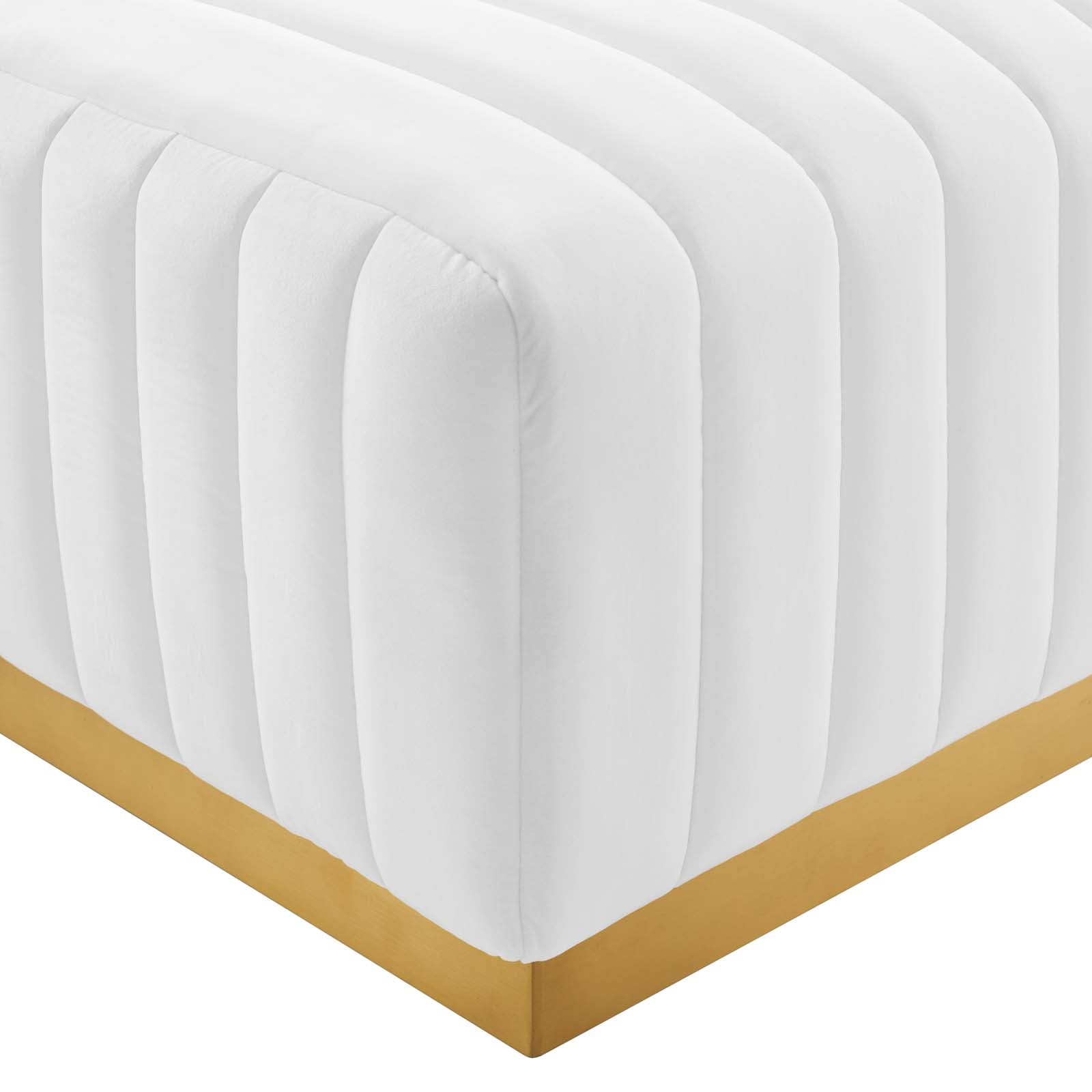 Modway Ottomans & Stools - Conjure Channel Tufted Performance Velvet Ottoman Gold White