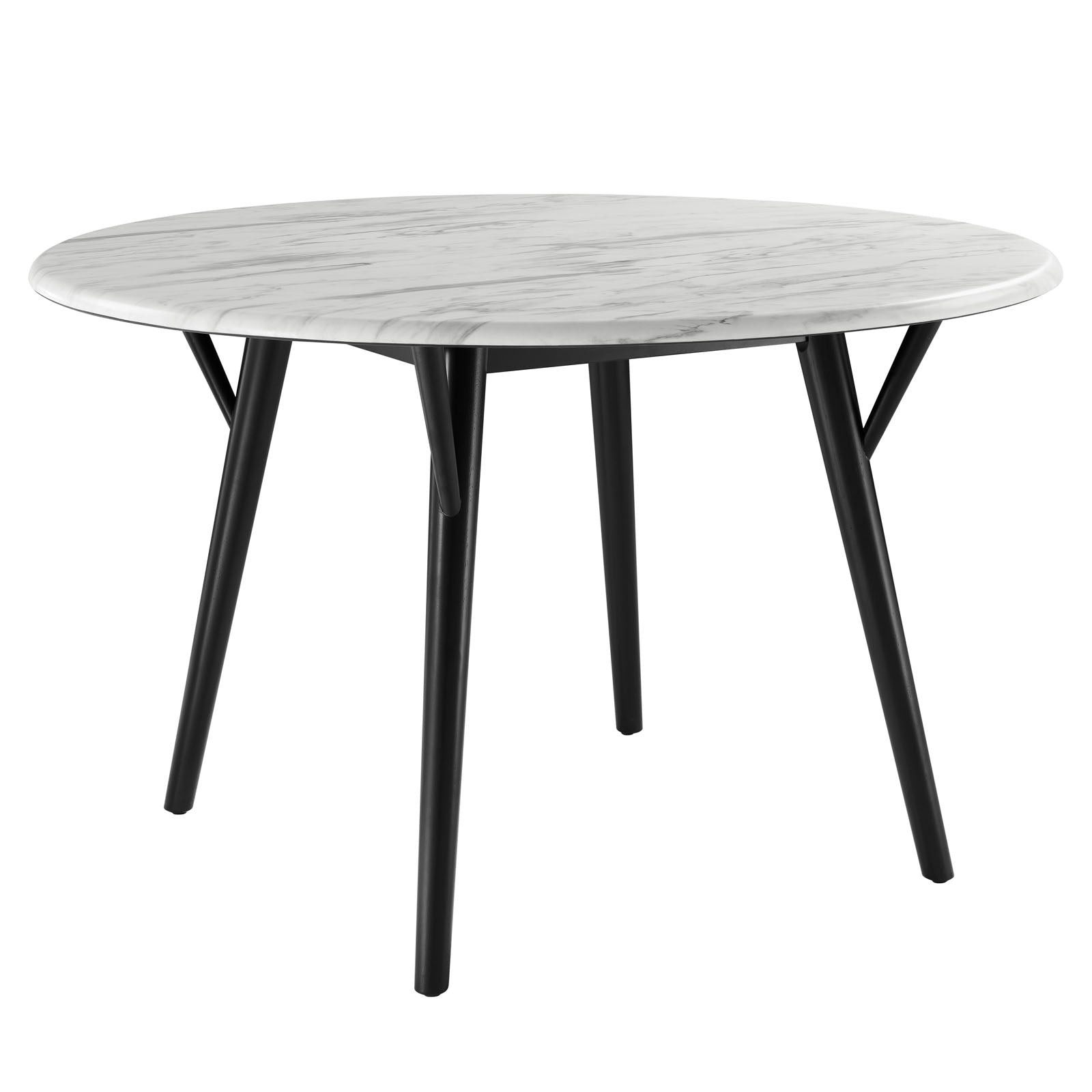 Modway Dining Tables - Gallant 50" Round Performance Artificial Marble Dining Table Black White