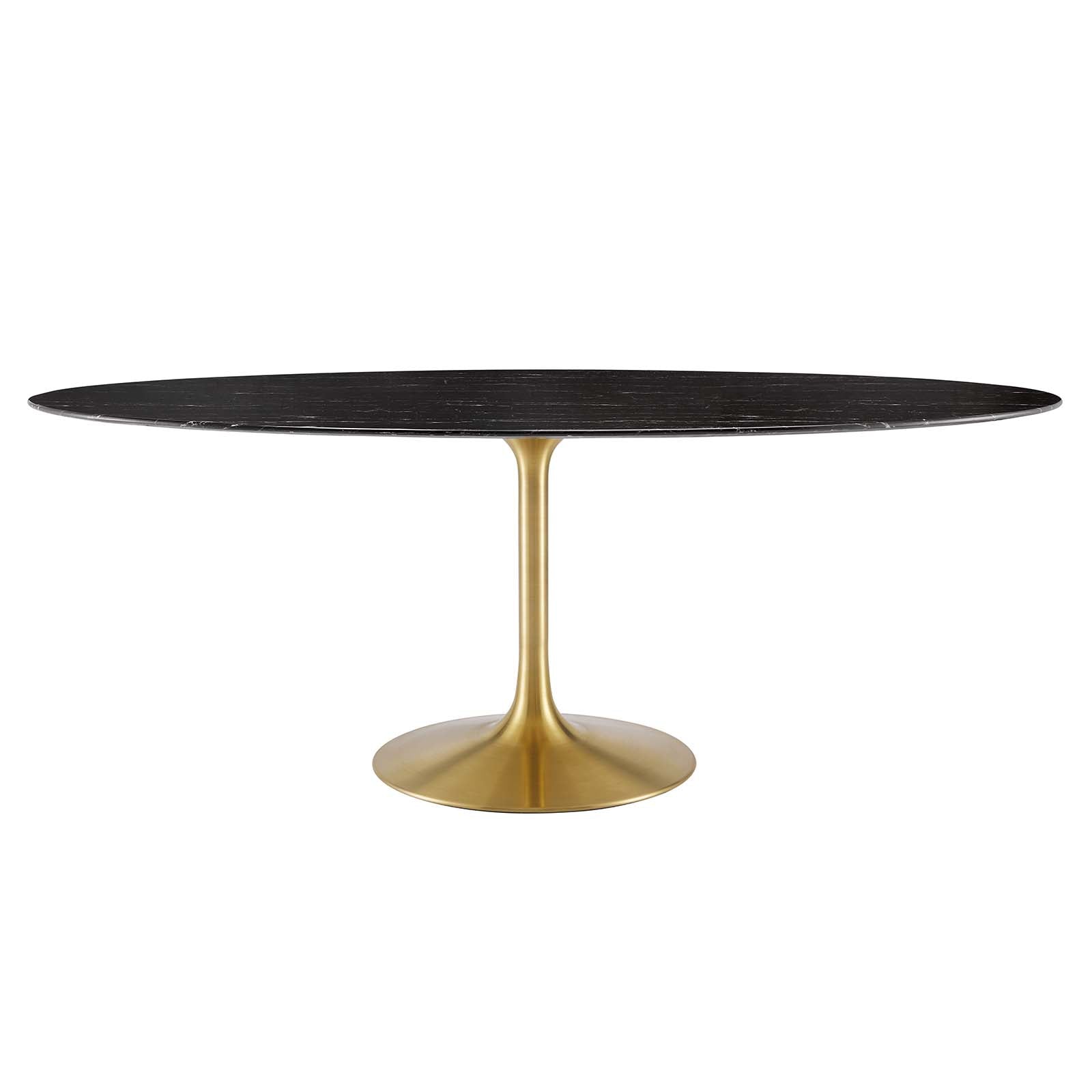Modway Dining Tables - Lippa-78"-Oval-Artificial-Marble-Dining-Table-Gold-Black