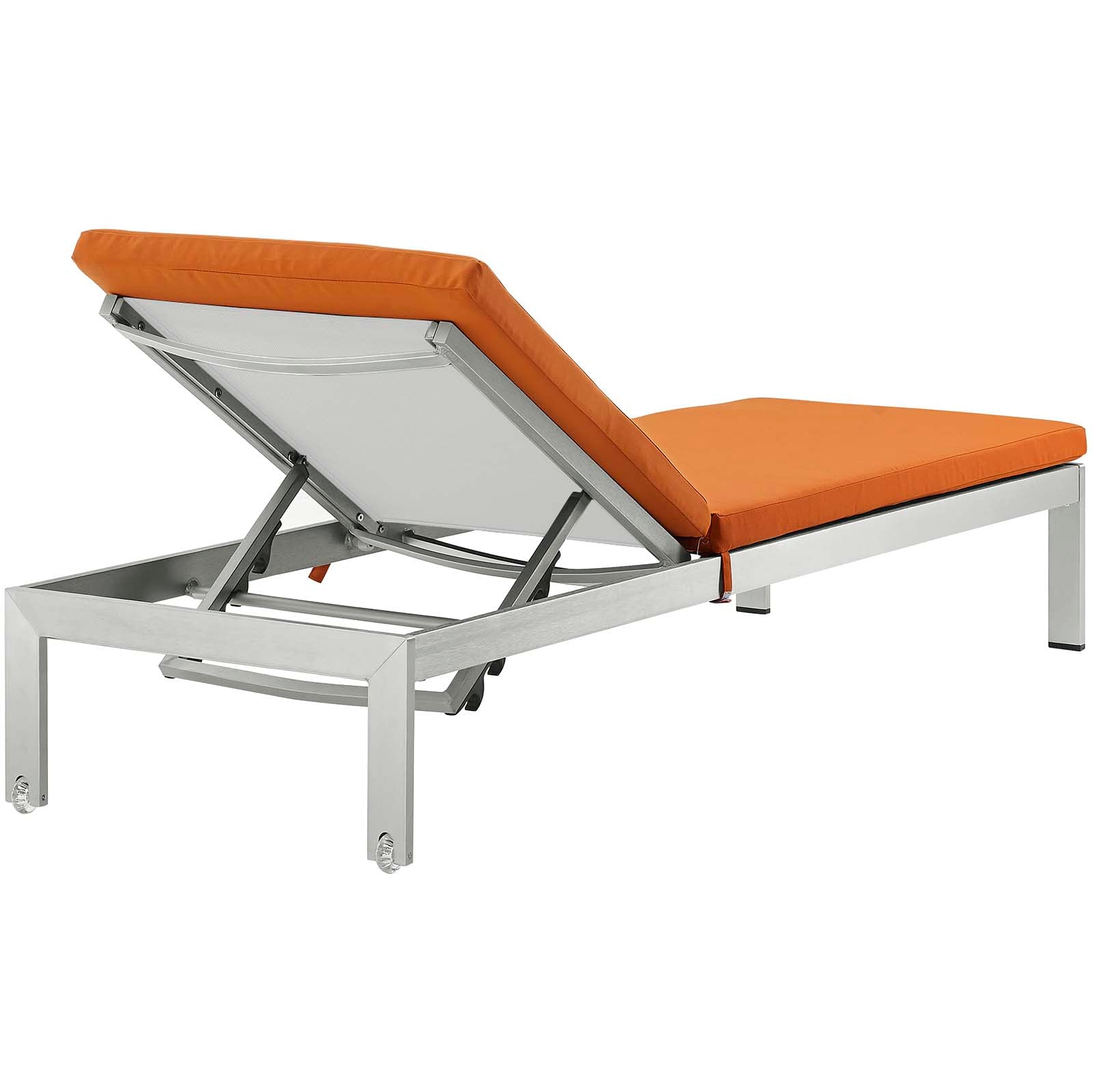 Modway Outdoor Loungers - Shore 76' Outdoor Patio Aluminum Chaise Silver Orange