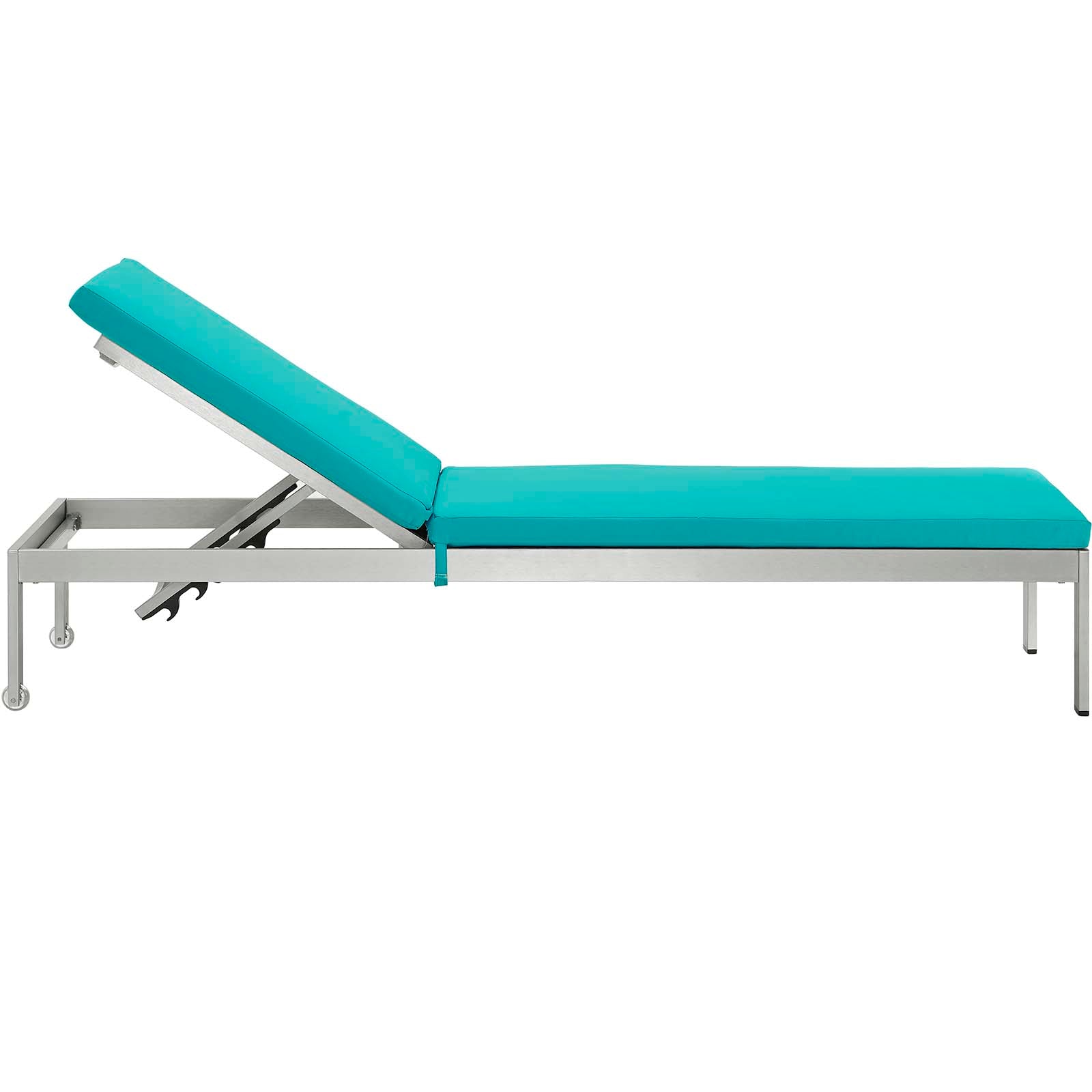 Modway Outdoor Loungers - Shore Outdoor Patio Aluminum 25" Chaise Cushions Silver Turquoise