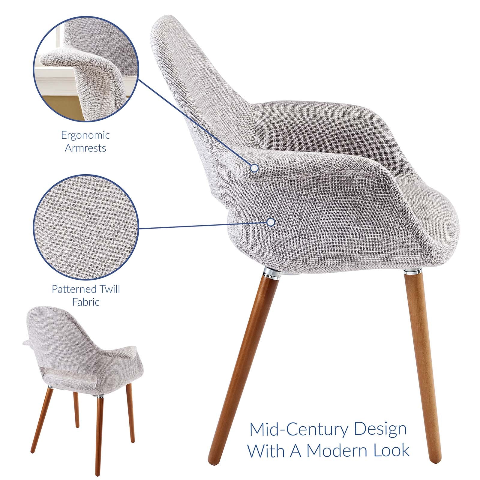 Modway Dining Chairs - Aegis Dining Armchair Light Gray