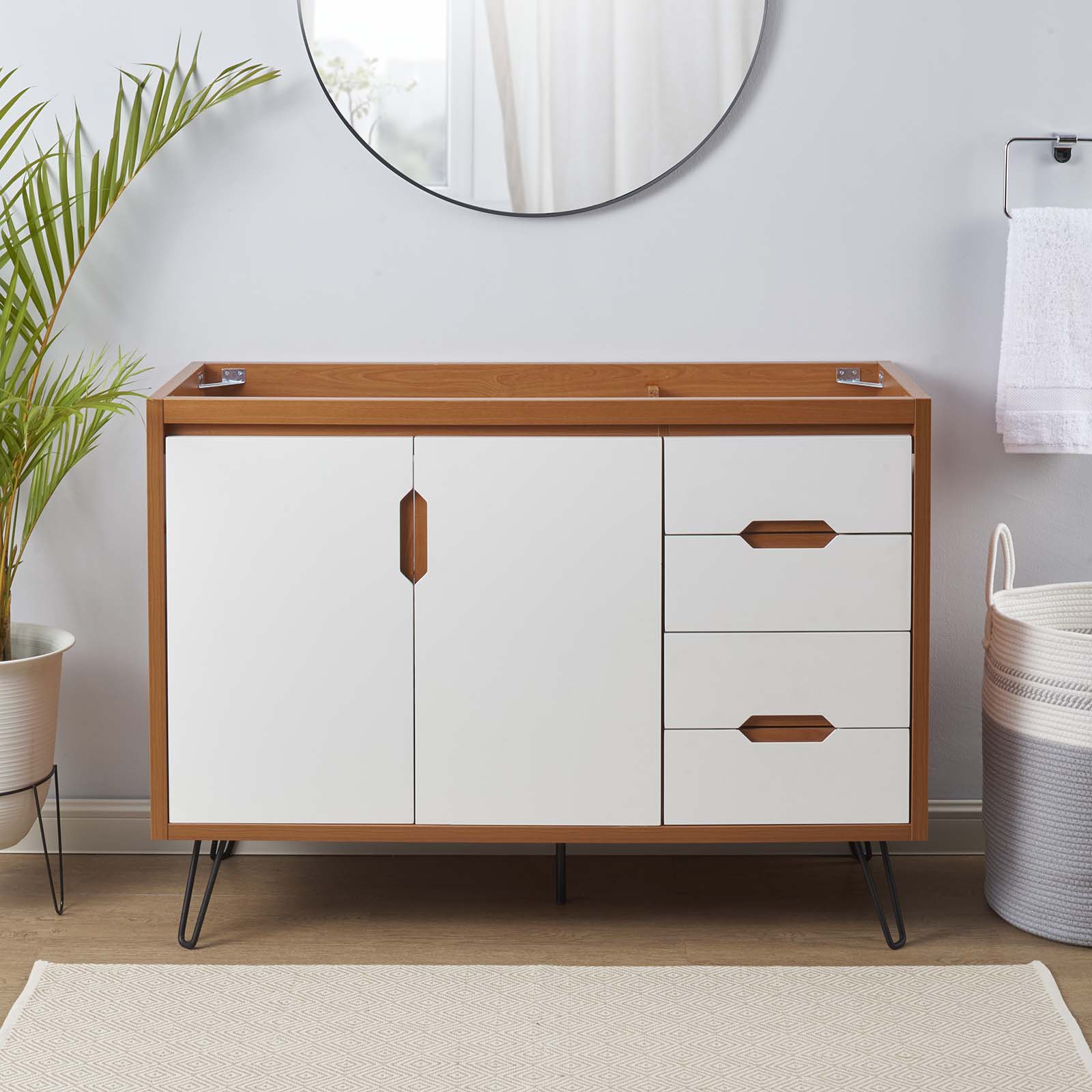 Modway Bathroom Vanity - Energize 48" Bathroom Vanity Cabinet 34" H Cherry White