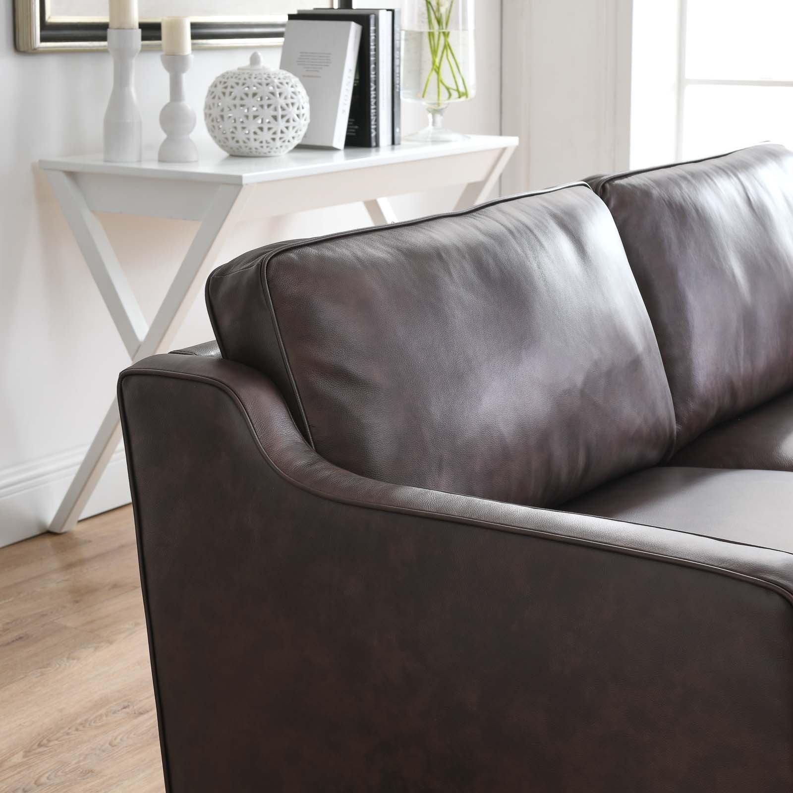 Modway Sofas & Couches - Impart Genuine Leather Sofa Brown