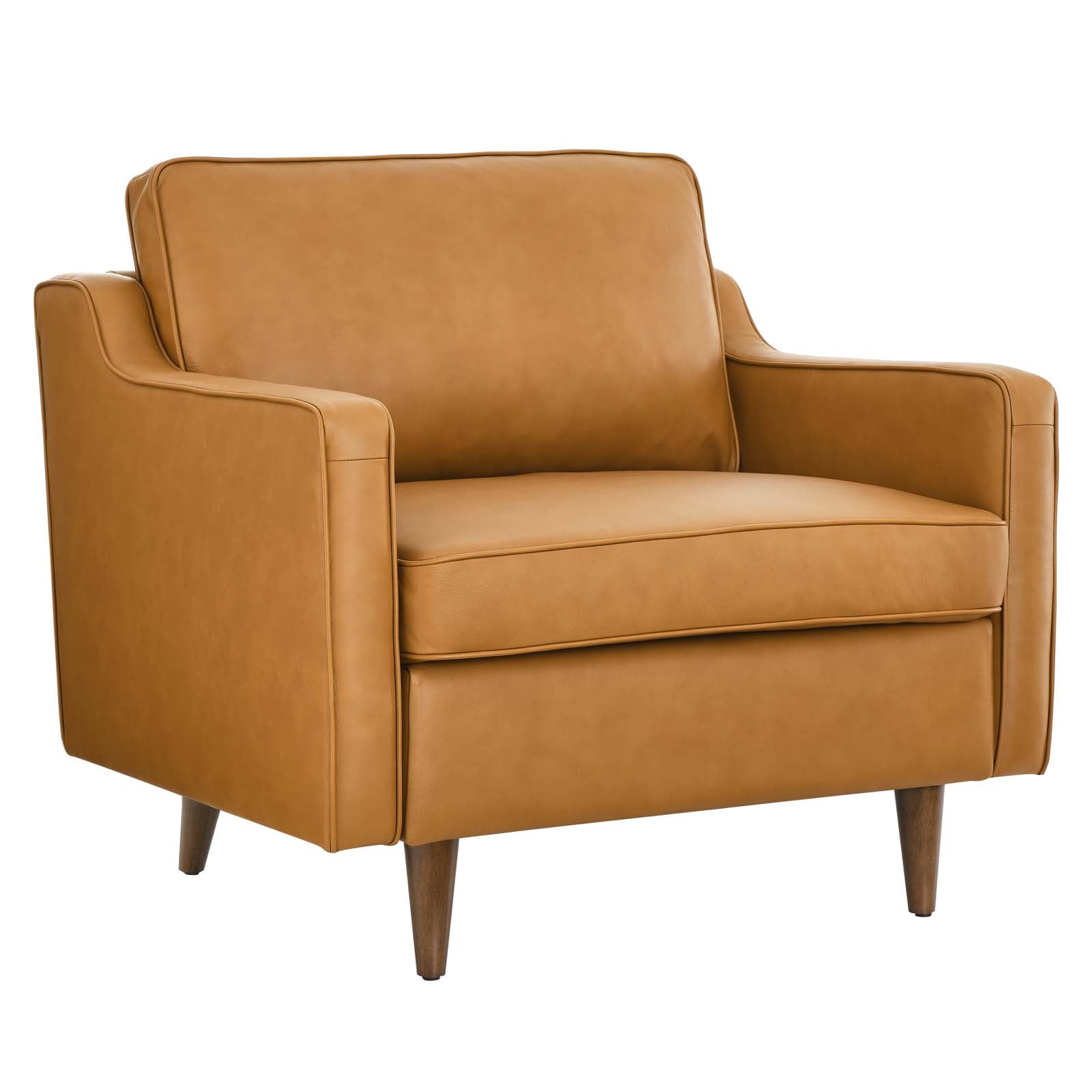 Modway Accent Chairs - Impart Genuine Leather Armchair Tan
