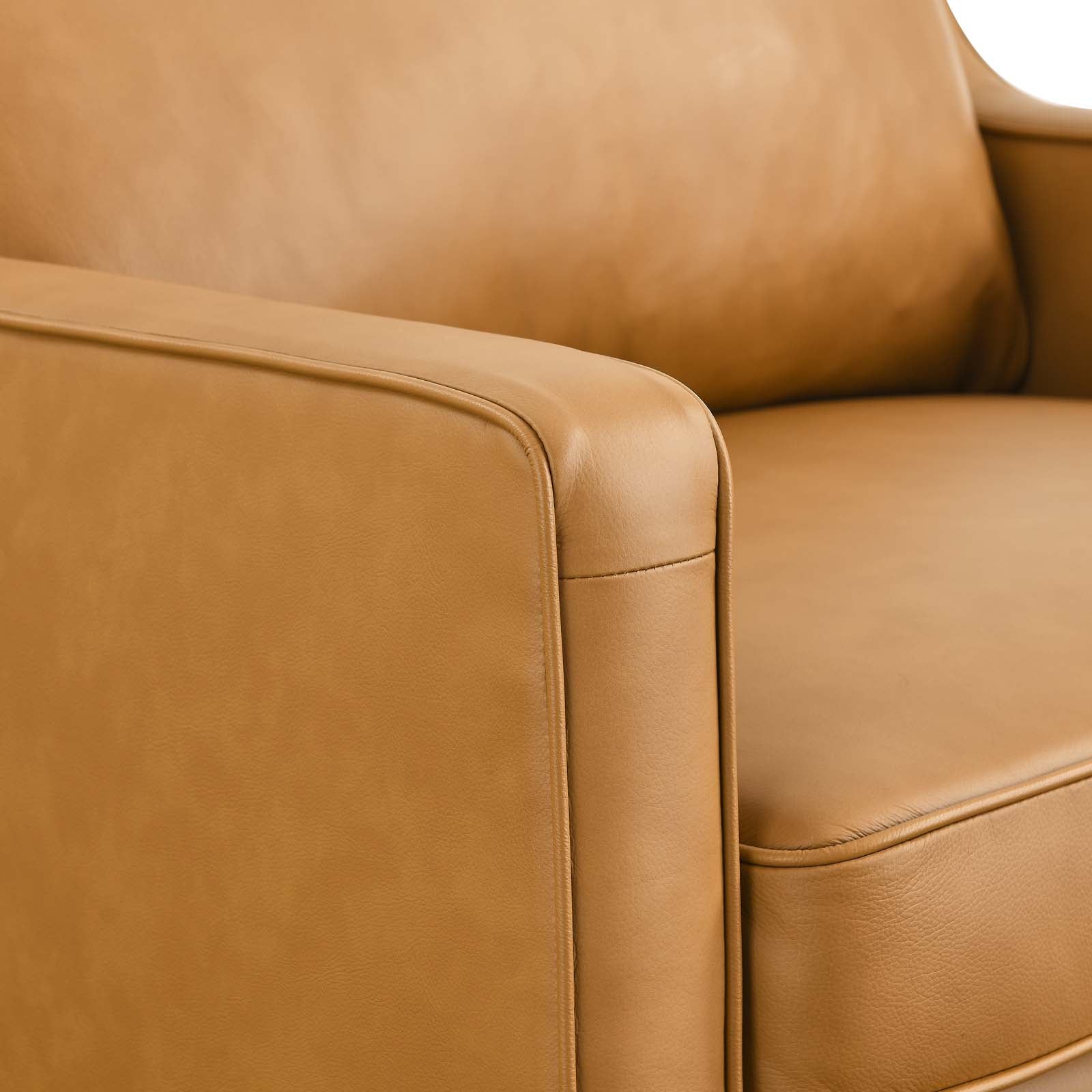 Modway Accent Chairs - Impart Genuine Leather Armchair Tan