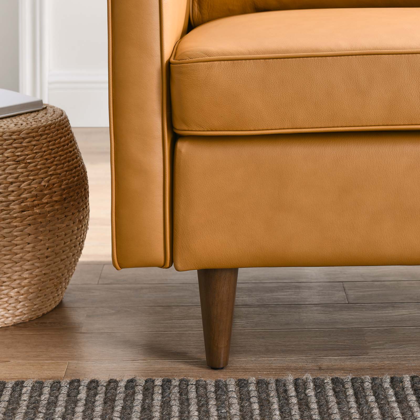 Modway Accent Chairs - Impart Genuine Leather Armchair Tan
