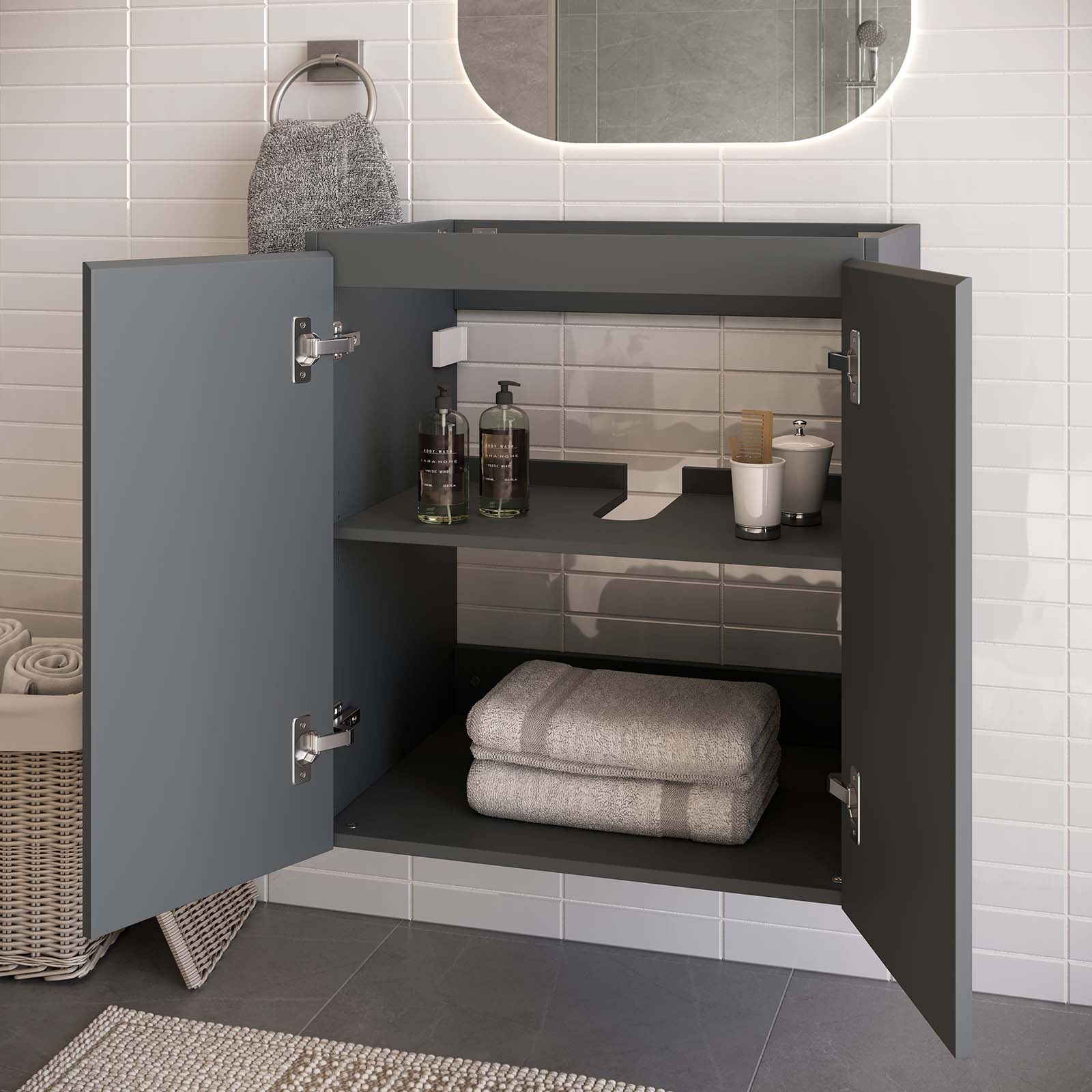 Modway Bathroom Vanity - Vitality 24" Wall-Mount Bathroom Vanity Gray