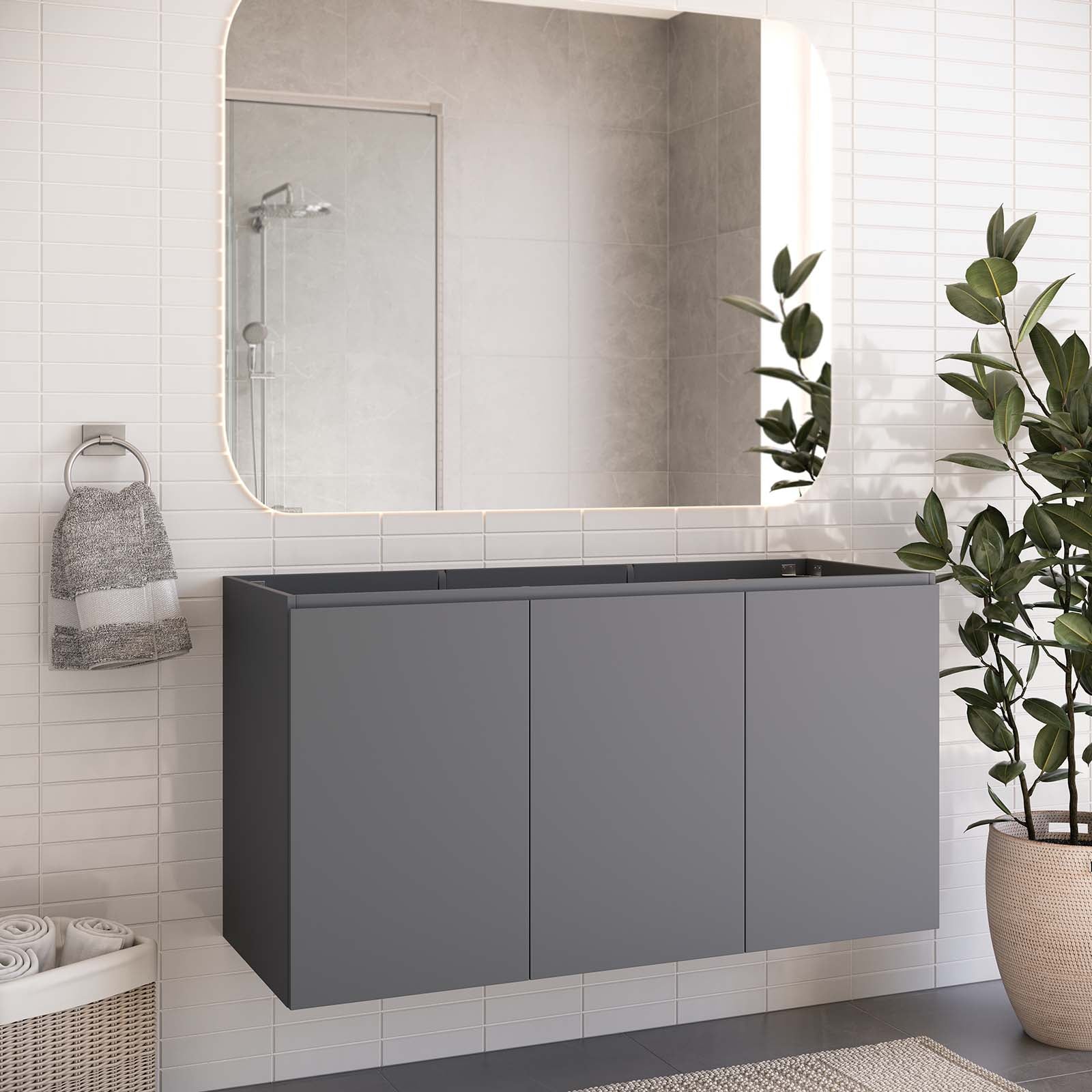 Modway Bathroom Vanity - Vitality 48" Wall-Mount Bathroom Vanity Gray