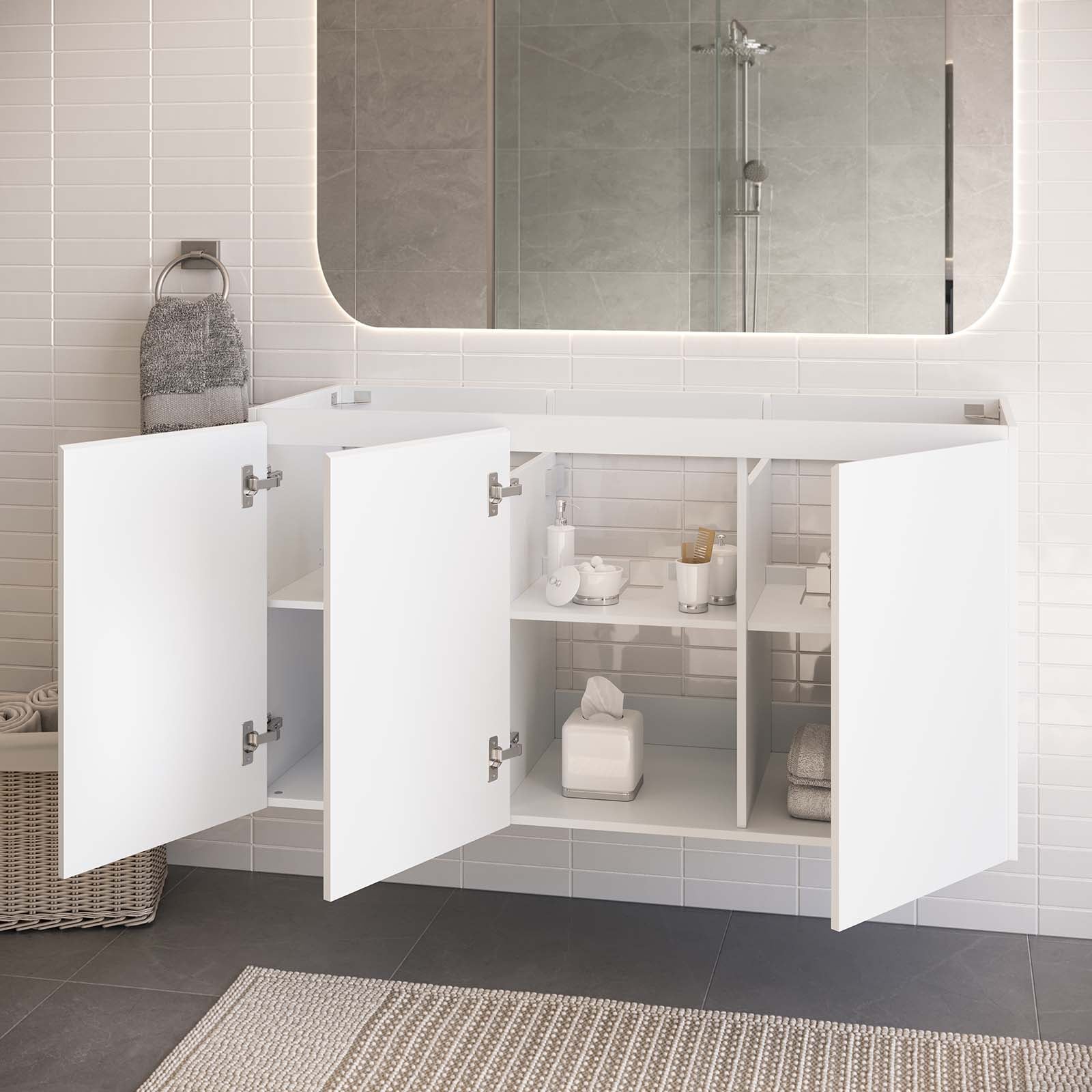 Modway Bathroom Vanity - Vitality 48" Wall-Mount Bathroom Vanity White