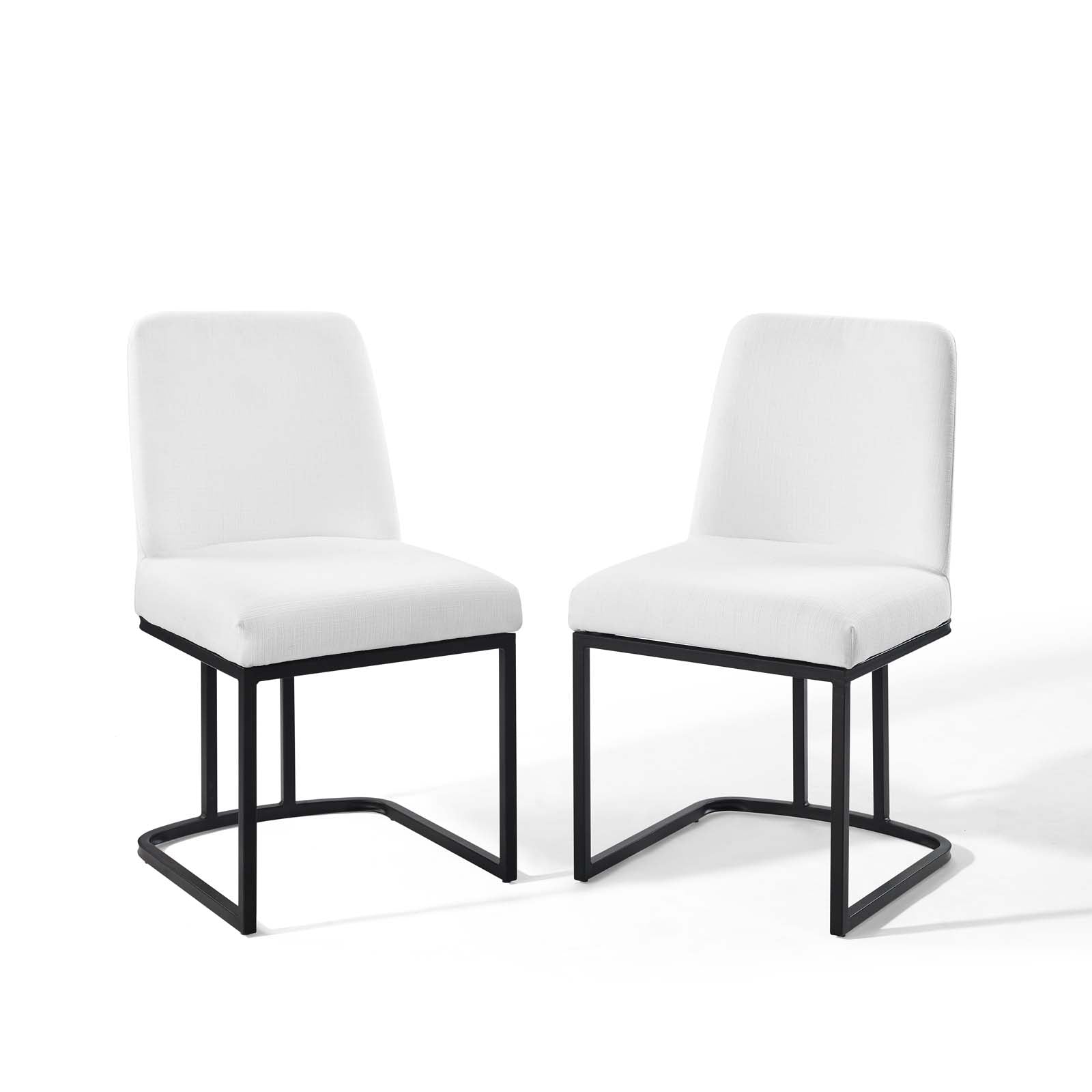 Modway Dining Chairs - Amplify Sled Base Upholstered Fabric Dining Chairs - ( Set of 2 ) Black White