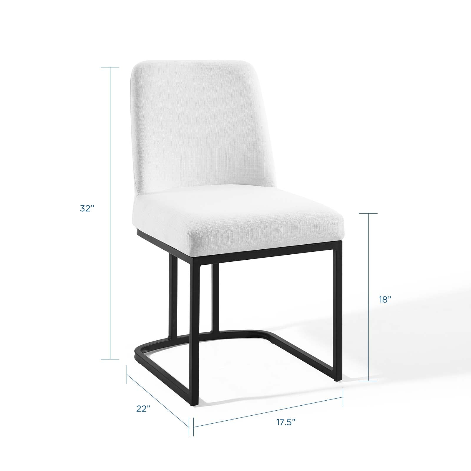 Modway Dining Chairs - Amplify Sled Base Upholstered Fabric Dining Chairs - ( Set of 2 ) Black White