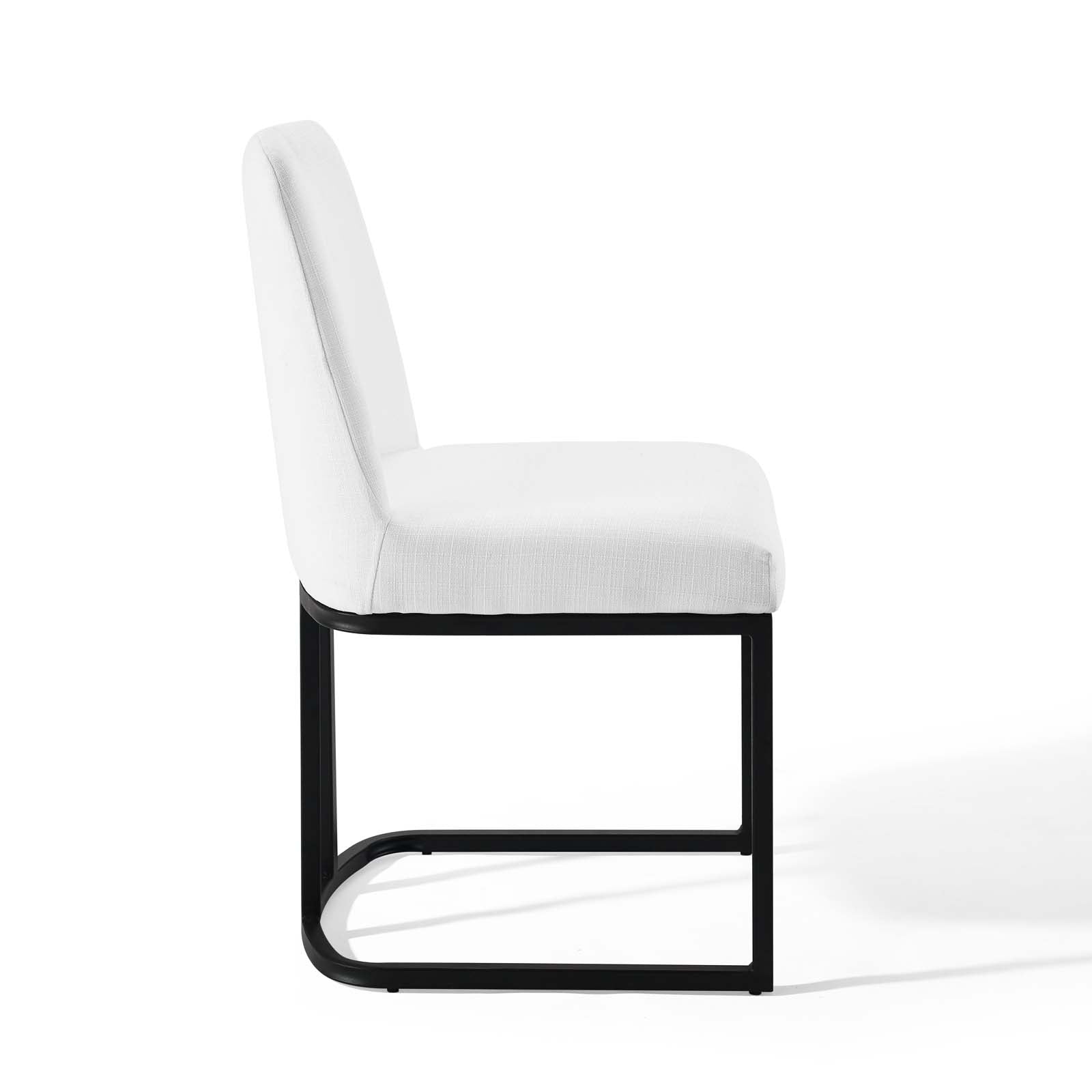Modway Dining Chairs - Amplify Sled Base Upholstered Fabric Dining Chairs - ( Set of 2 ) Black White