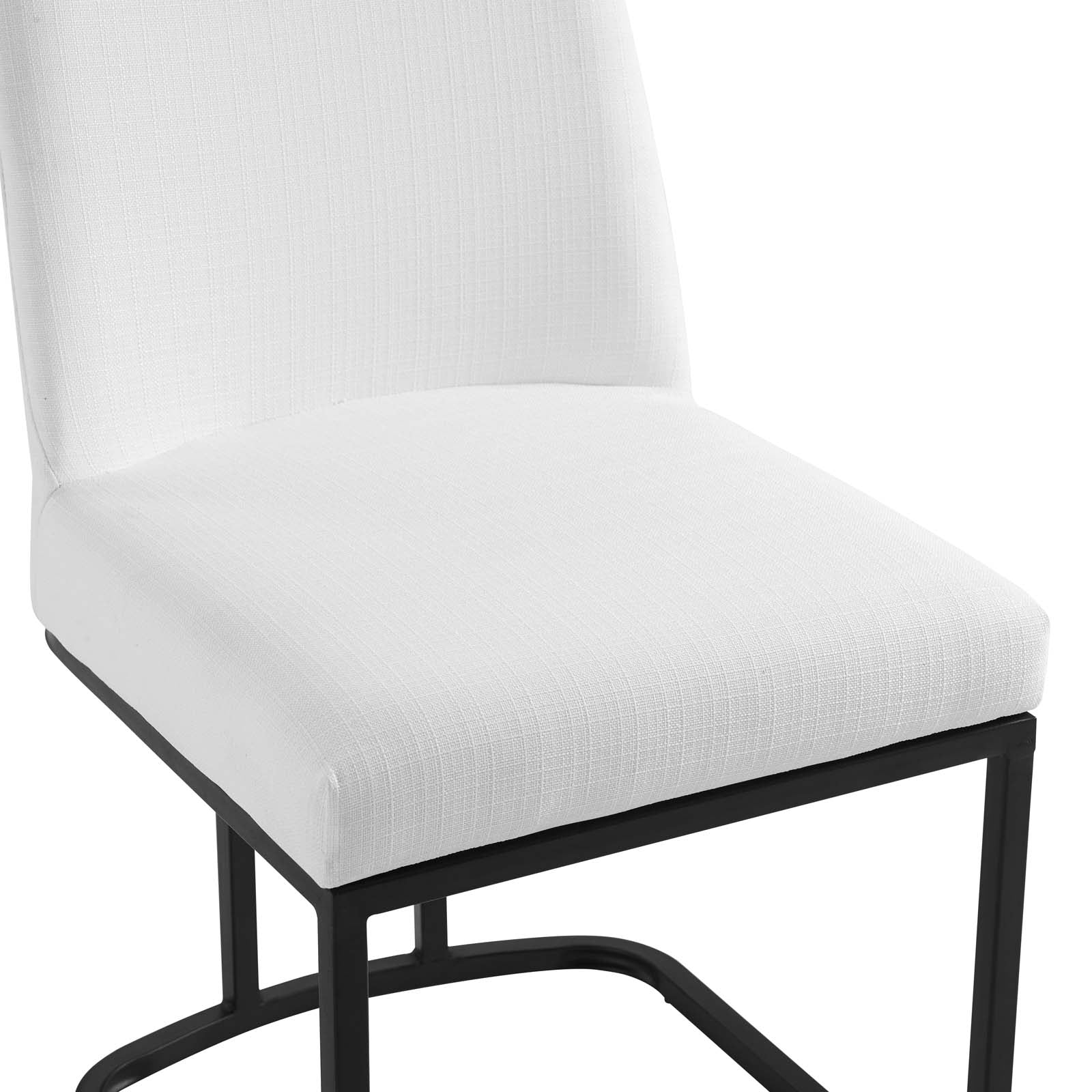 Modway Dining Chairs - Amplify Sled Base Upholstered Fabric Dining Chairs - ( Set of 2 ) Black White