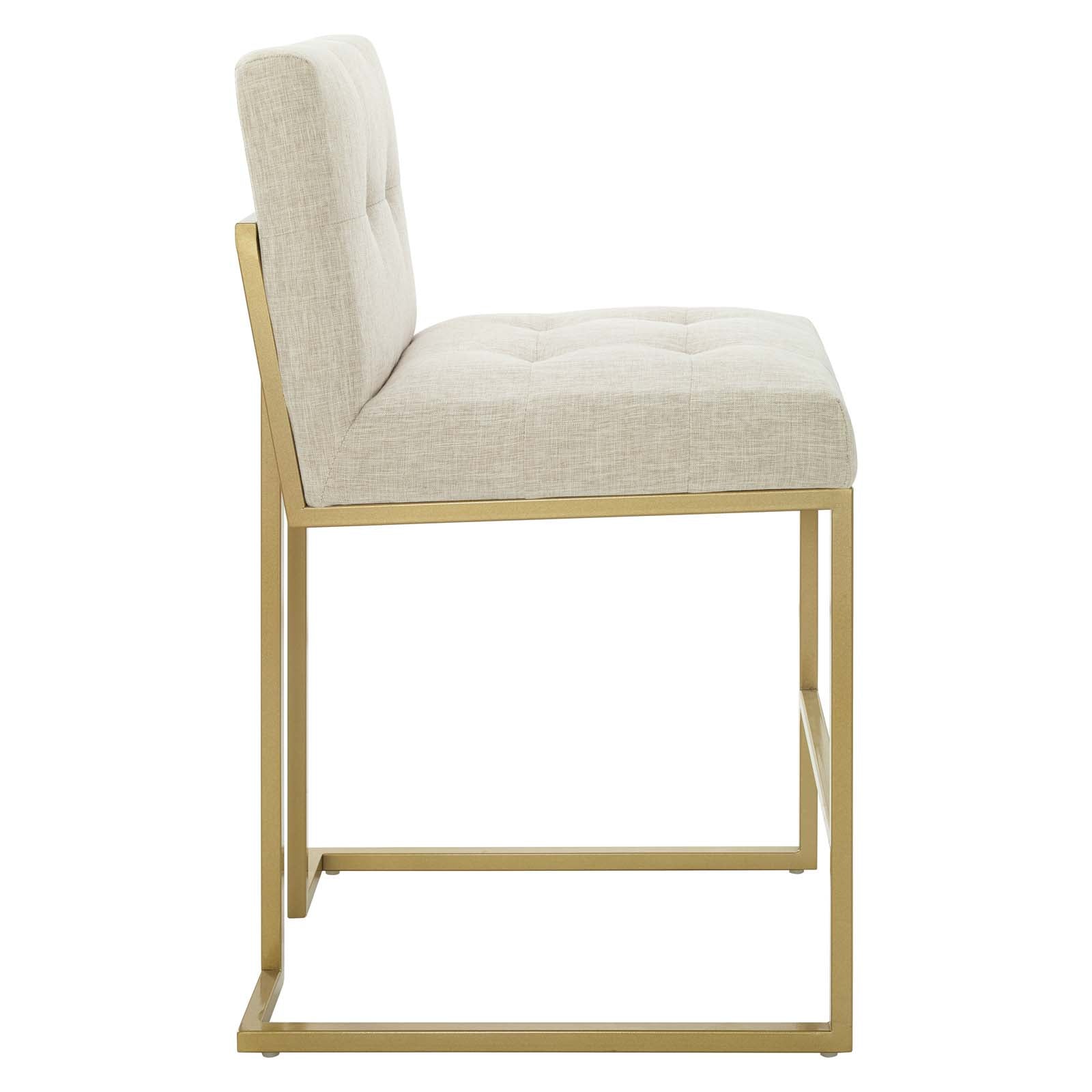 Modway Barstools - Privy Counter Stool Upholstered Fabric Set of 2 Gold Beige