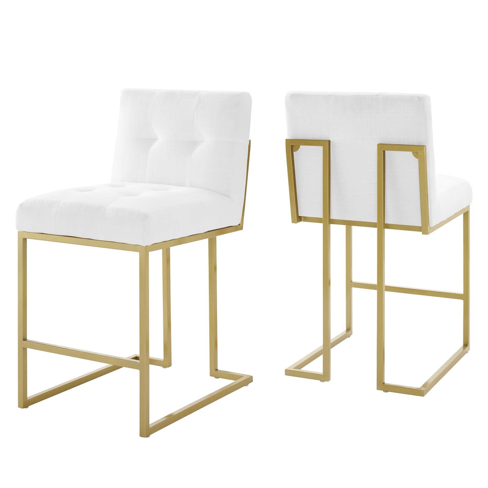 Modway Barstools - Privy Counter Stool Upholstered Fabric Set of 2 Gold White