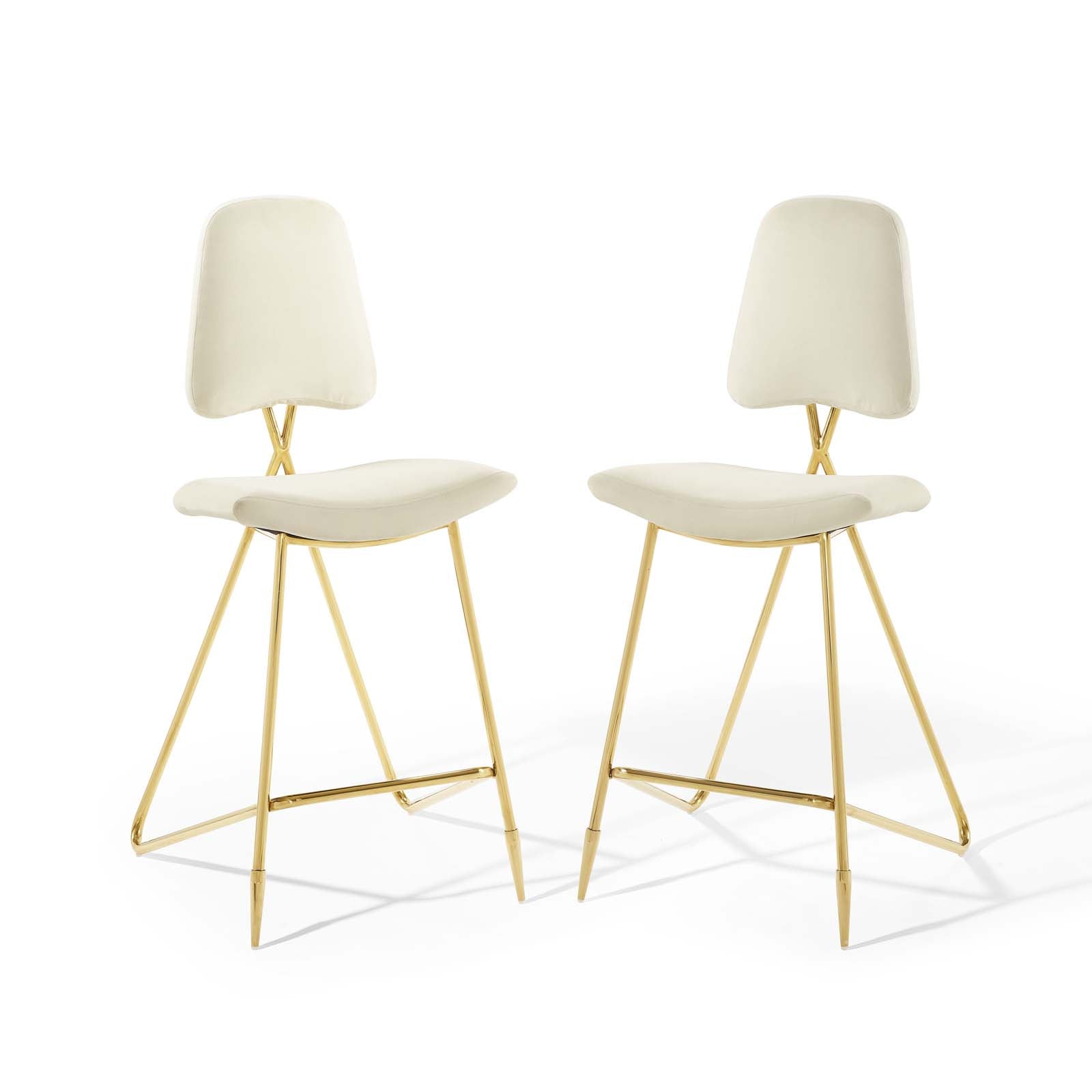 Modway Dining Chairs - Ponder Bar Stool Performance Velvet ( Set of 2 ) Ivory