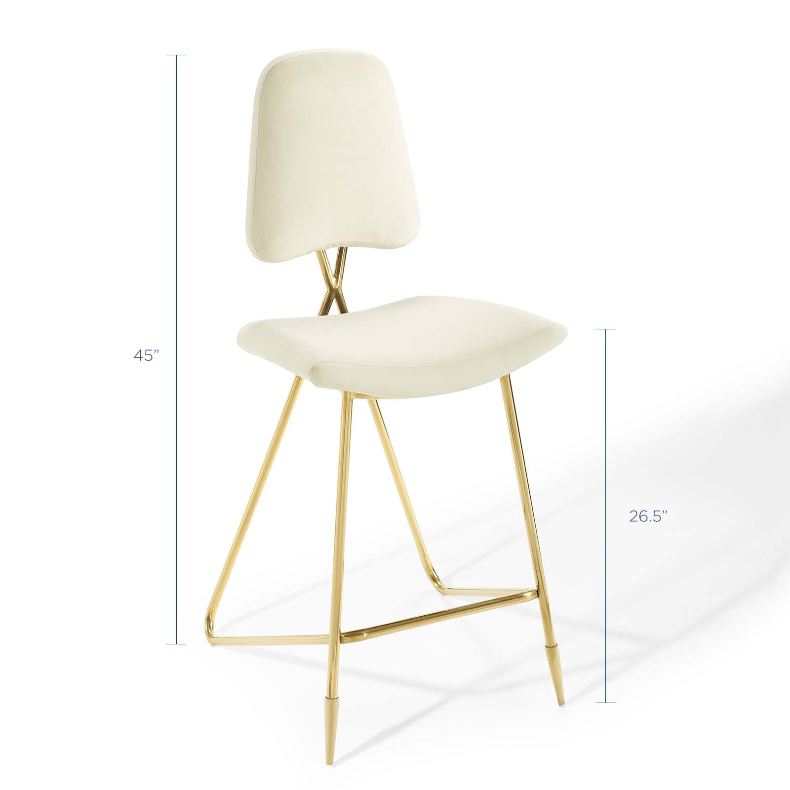 Modway Dining Chairs - Ponder Bar Stool Performance Velvet ( Set of 2 ) Ivory