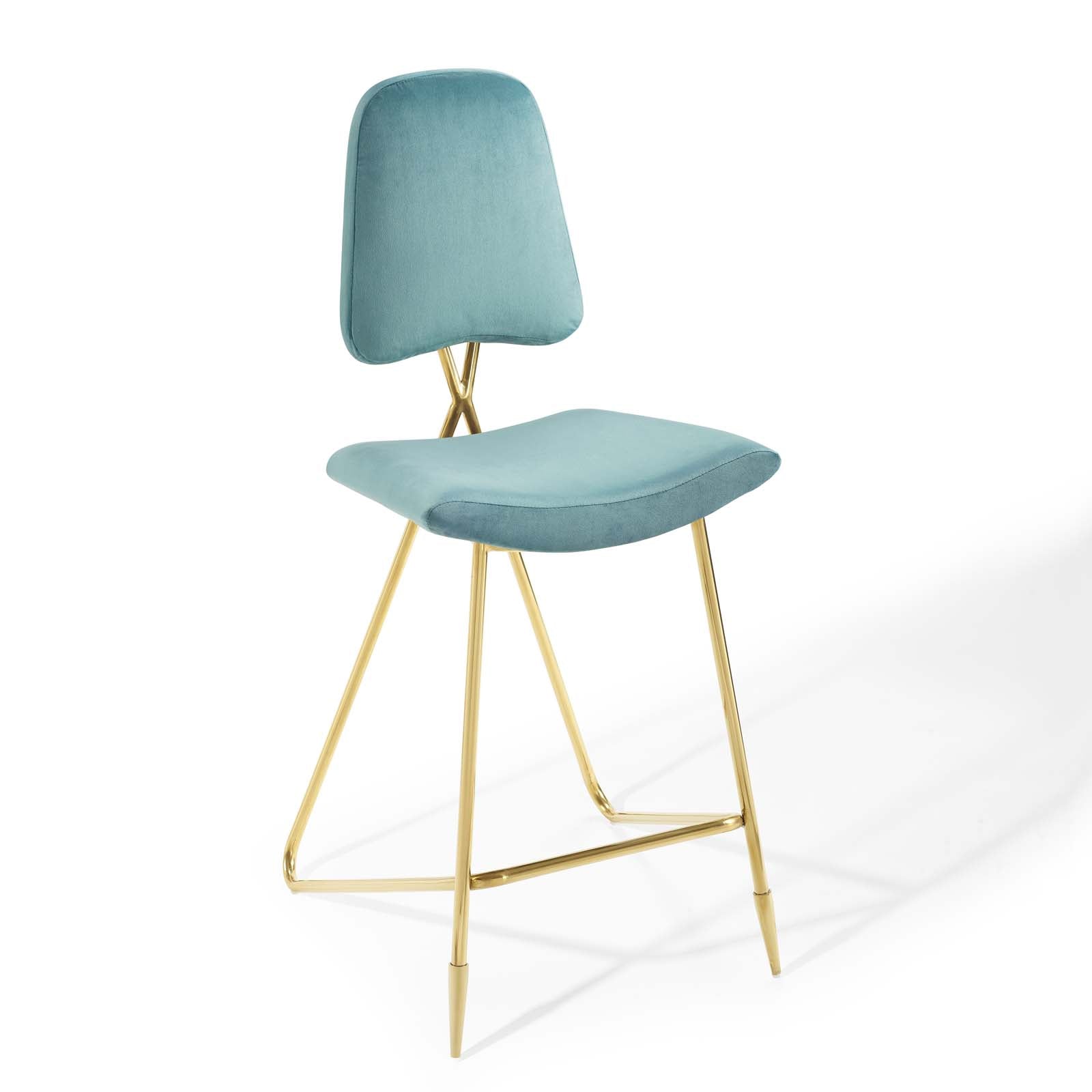 Modway Barstools - Ponder Bar Stool Performance Velvet Set of 2 Sea Blue