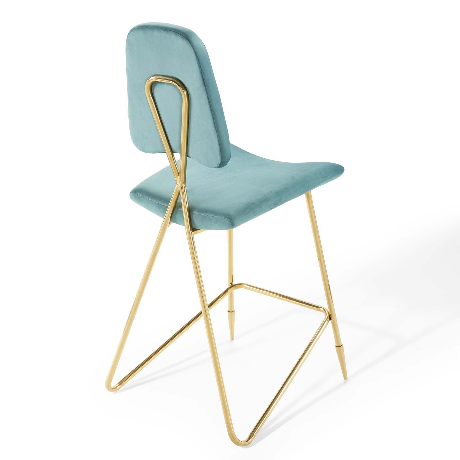 Modway Barstools - Ponder Bar Stool Performance Velvet Set of 2 Sea Blue