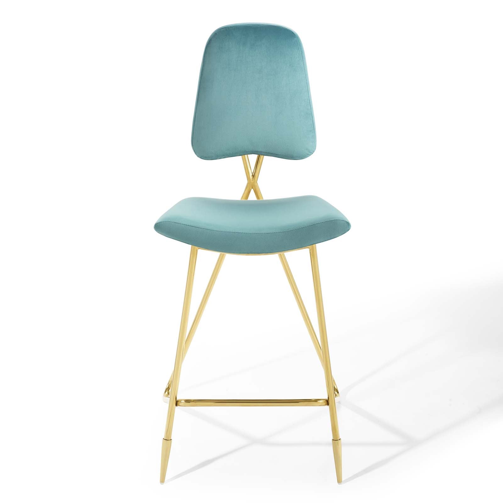 Modway Barstools - Ponder Bar Stool Performance Velvet Set of 2 Sea Blue