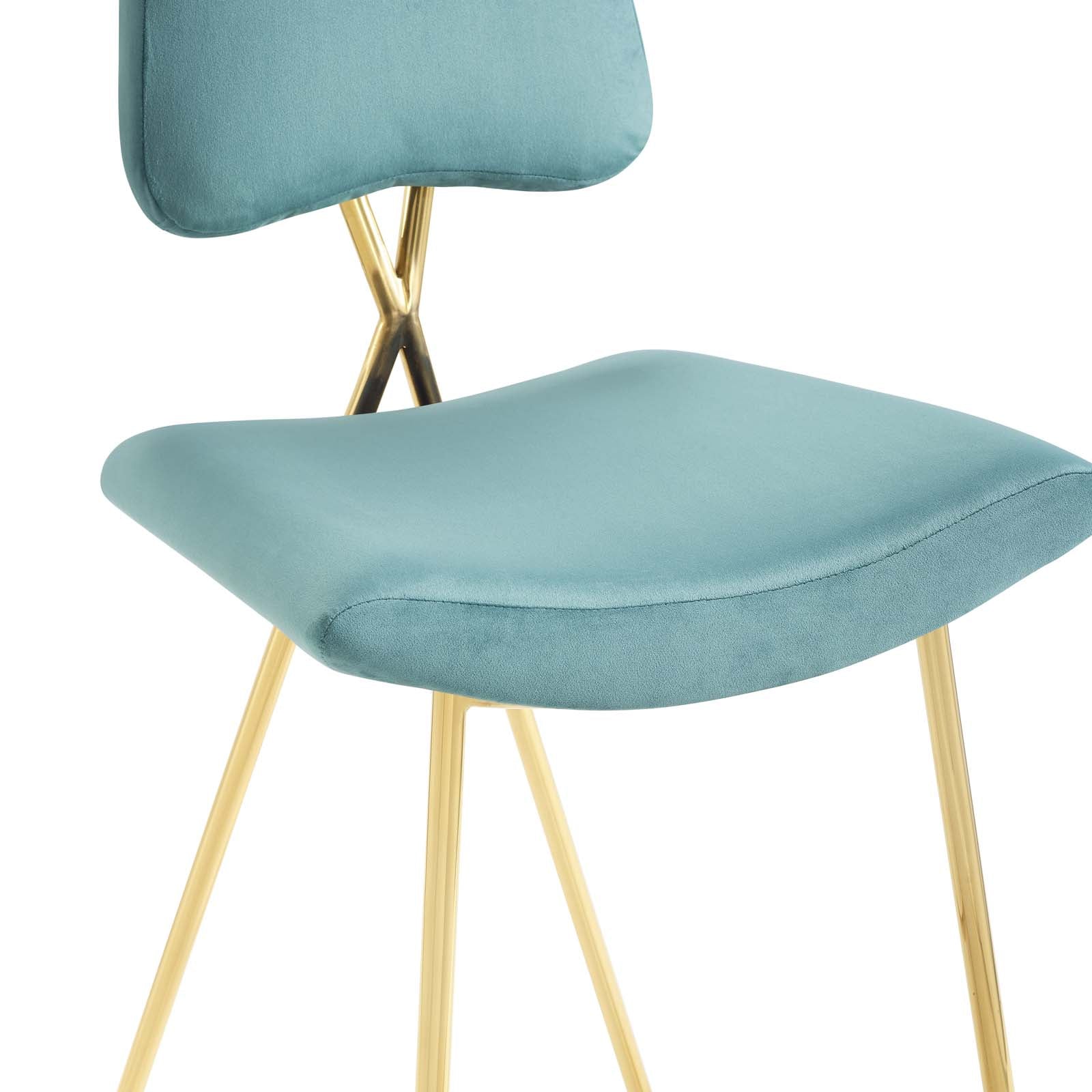 Modway Barstools - Ponder Bar Stool Performance Velvet Set of 2 Sea Blue