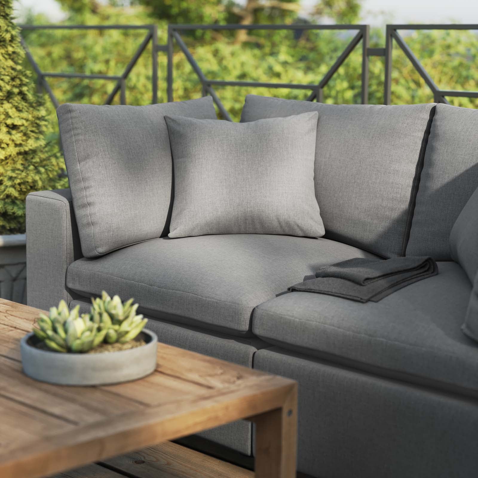 Modway Outdoor Sofas - Commix Overstuffed Outdoor Patio Loveseat Charcoal