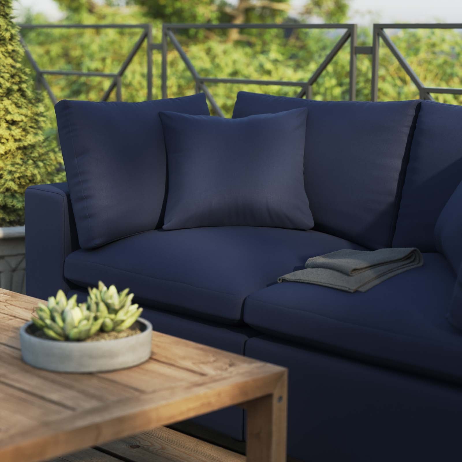 Modway Outdoor Sofas - Commix Overstuffed Outdoor Patio Loveseat Navy