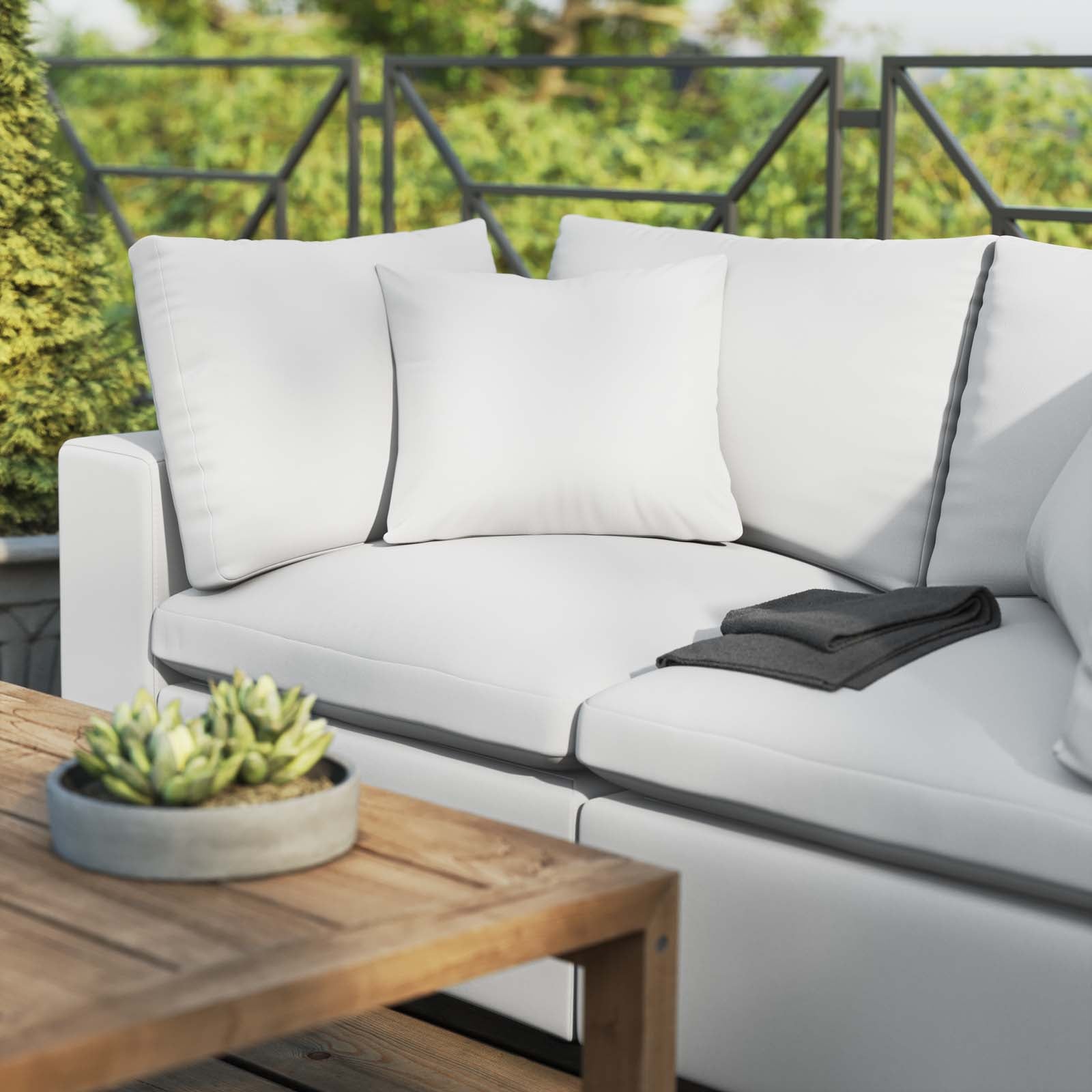 Modway Outdoor Sofas - Commix Overstuffed Outdoor Patio Loveseat White