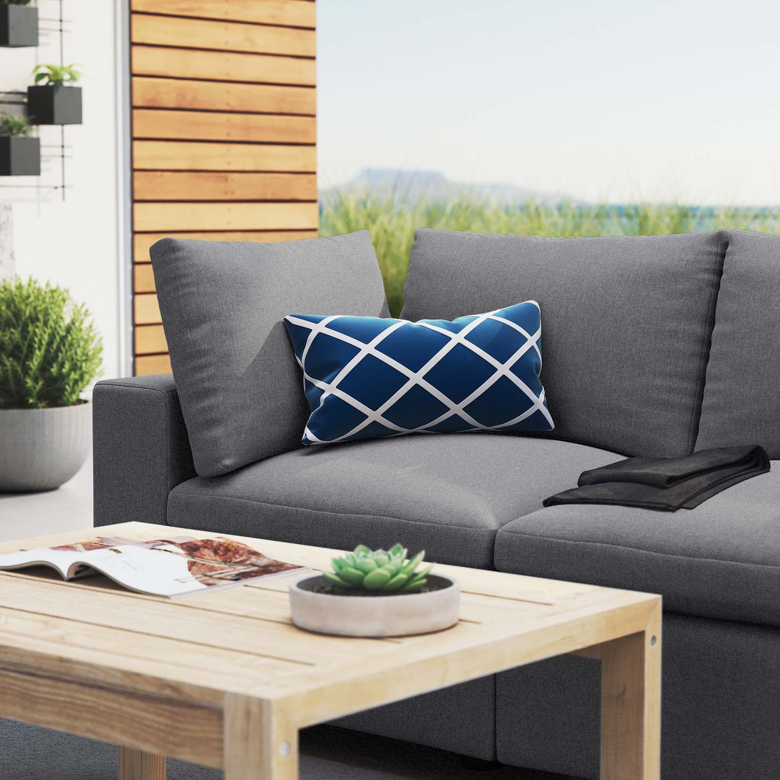 Modway Outdoor Sofas - Commix Sunbrella Outdoor Patio Loveseat Gray