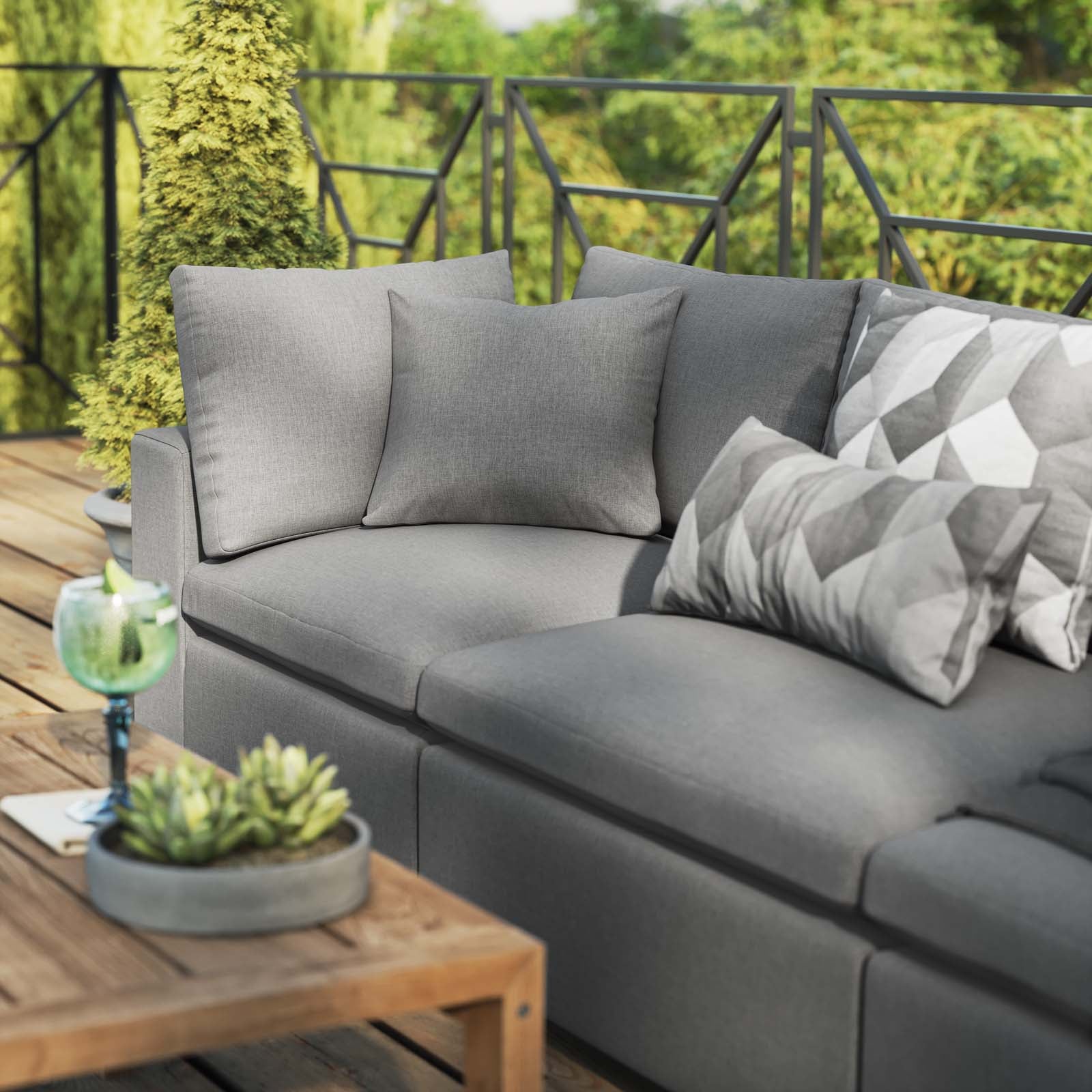 Modway Outdoor Sofas - Commix Overstuffed Outdoor Patio Sofa Charcoal