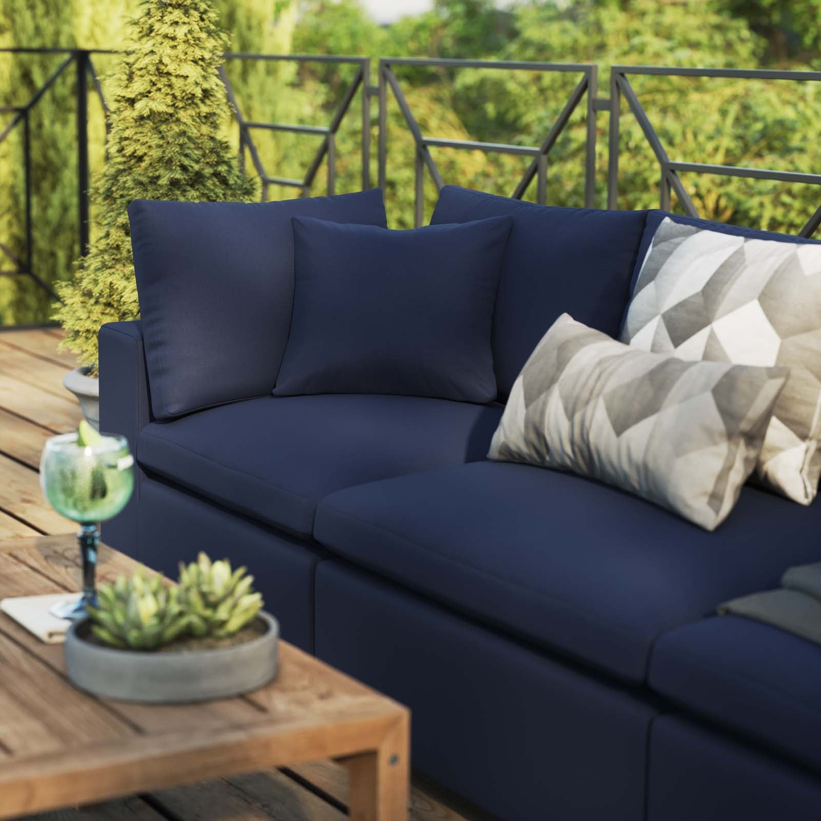 Modway Outdoor Sofas - Commix Overstuffed Outdoor Patio Sofa Navy
