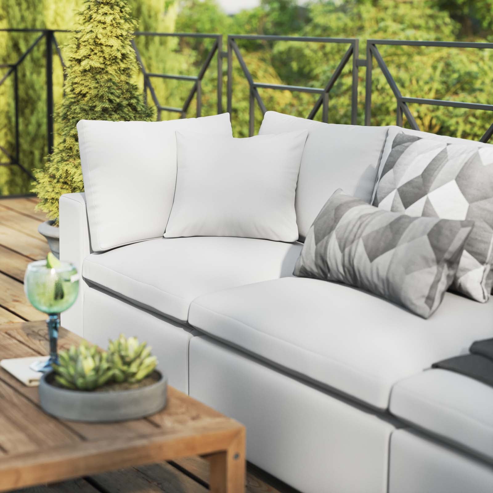 Modway Outdoor Sofas - Commix Overstuffed Outdoor Patio Sofa White