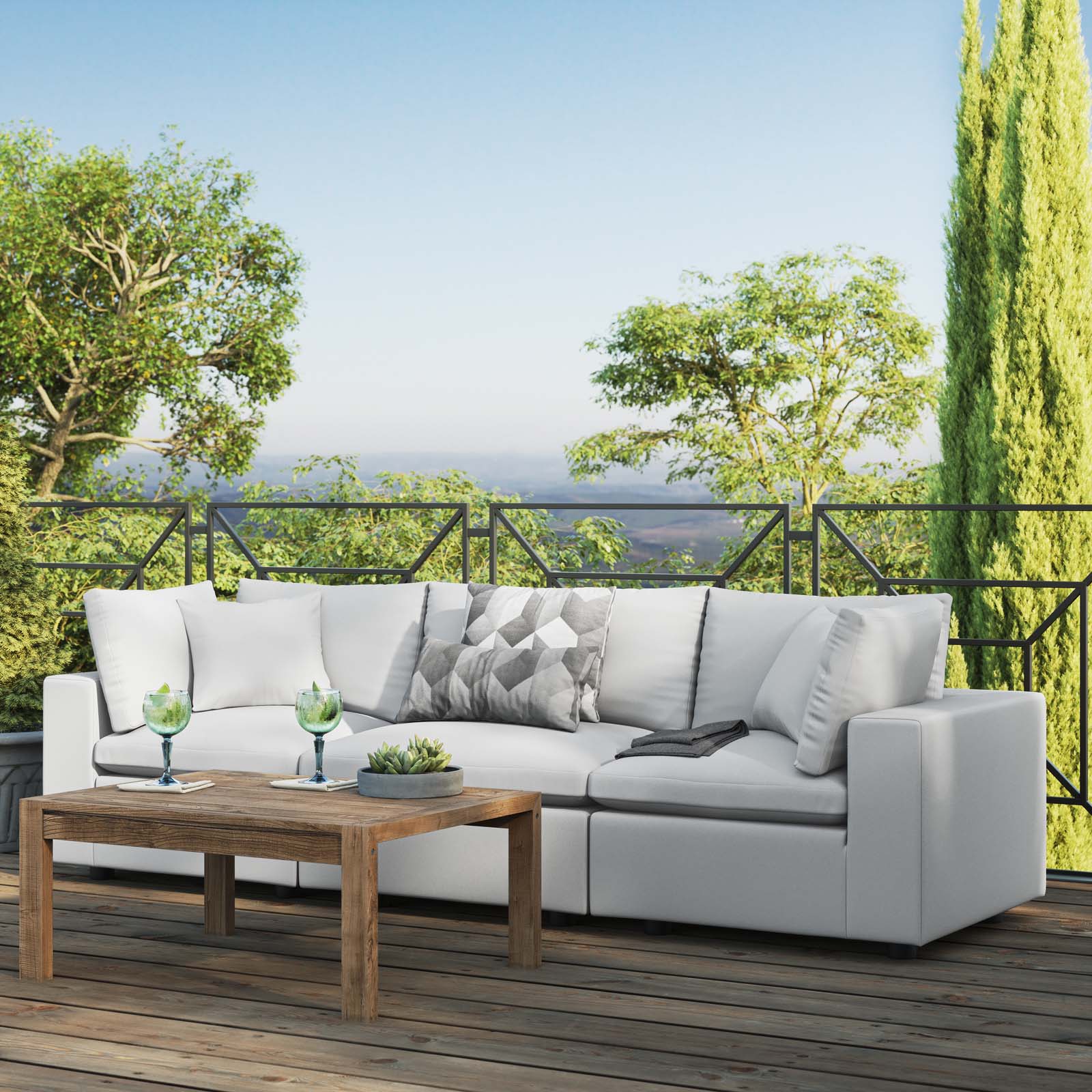 Modway Outdoor Sofas - Commix Overstuffed Outdoor Patio Sofa White