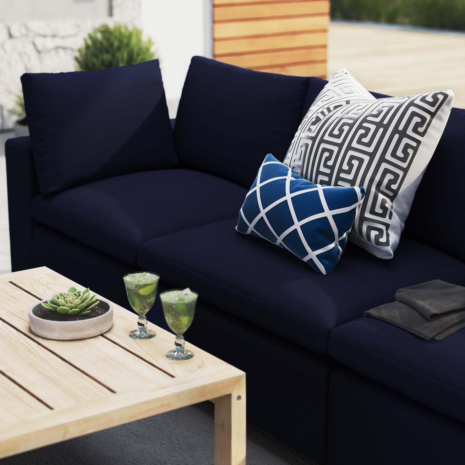 Modway Outdoor Sofas - Commix Sunbrella Outdoor Patio Sofa Navy