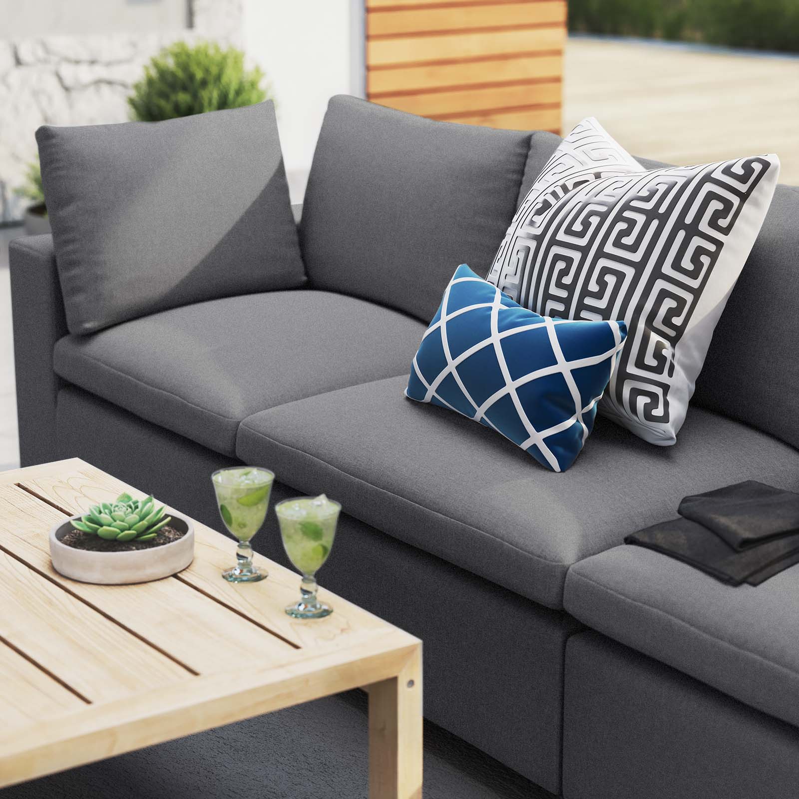 Modway Outdoor Sofas - Commix Sunbrella Outdoor Patio Sofa Gray