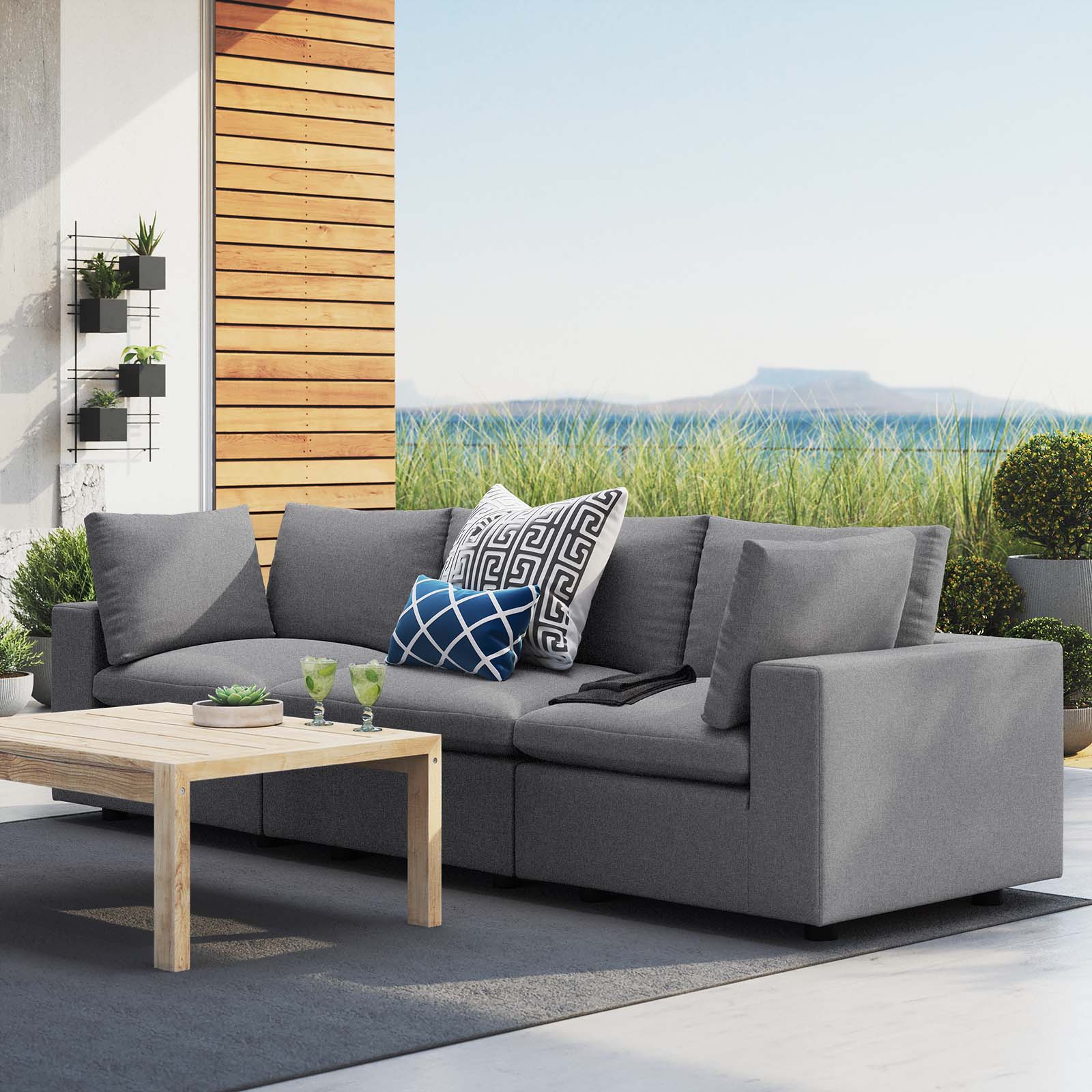 Modway Outdoor Sofas - Commix Sunbrella Outdoor Patio Sofa Gray