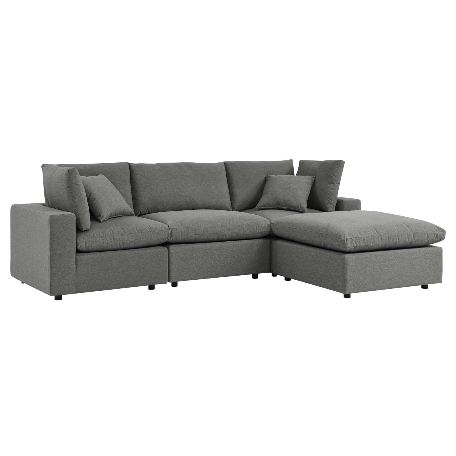 Modway Outdoor Sofas - Commix 4-Piece Outdoor Patio Sectional Sofa Charcoal
