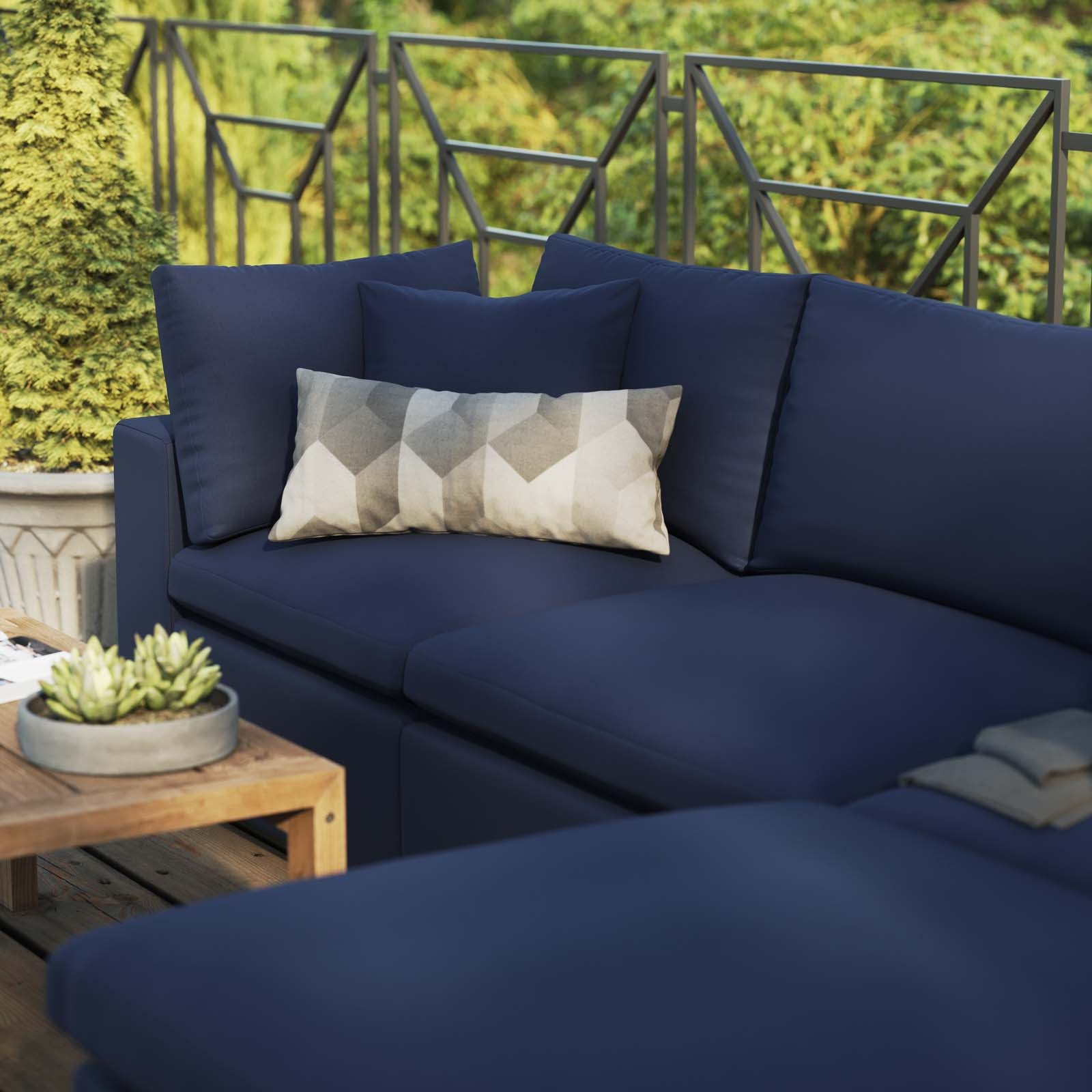 Modway Outdoor Sofas - Commix 4-Piece Outdoor Patio Sectional Sofa Navy