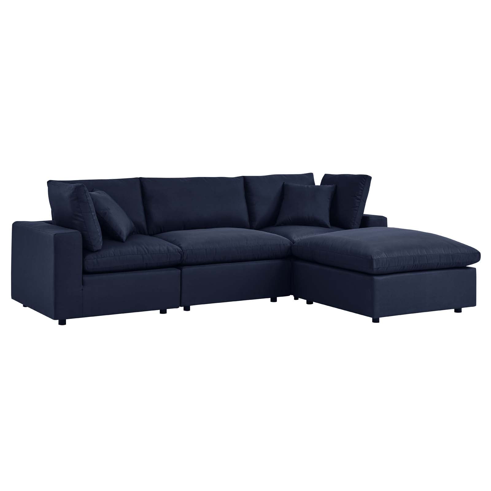 Modway Outdoor Sofas - Commix 4-Piece Outdoor Patio Sectional Sofa Navy