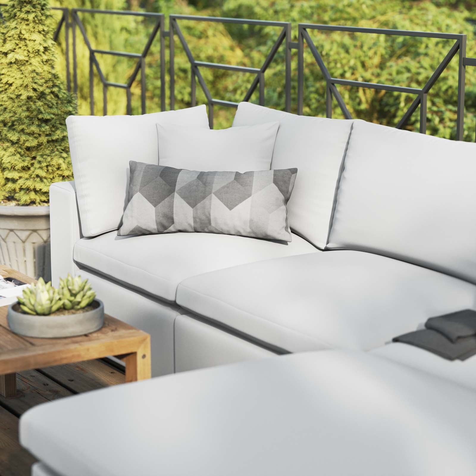 Modway Outdoor Sofas - Commix 4-Piece Outdoor Patio Sectional Sofa White