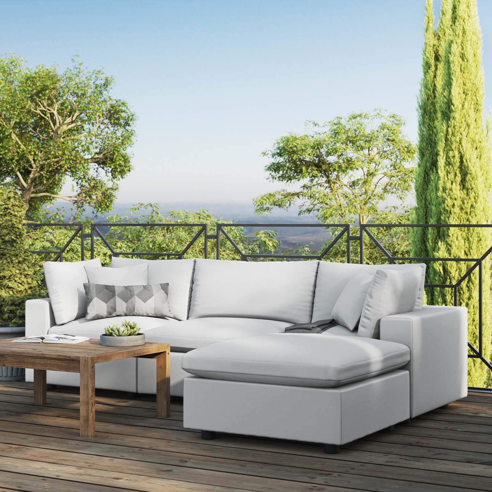 Modway Outdoor Sofas - Commix 4-Piece Outdoor Patio Sectional Sofa White