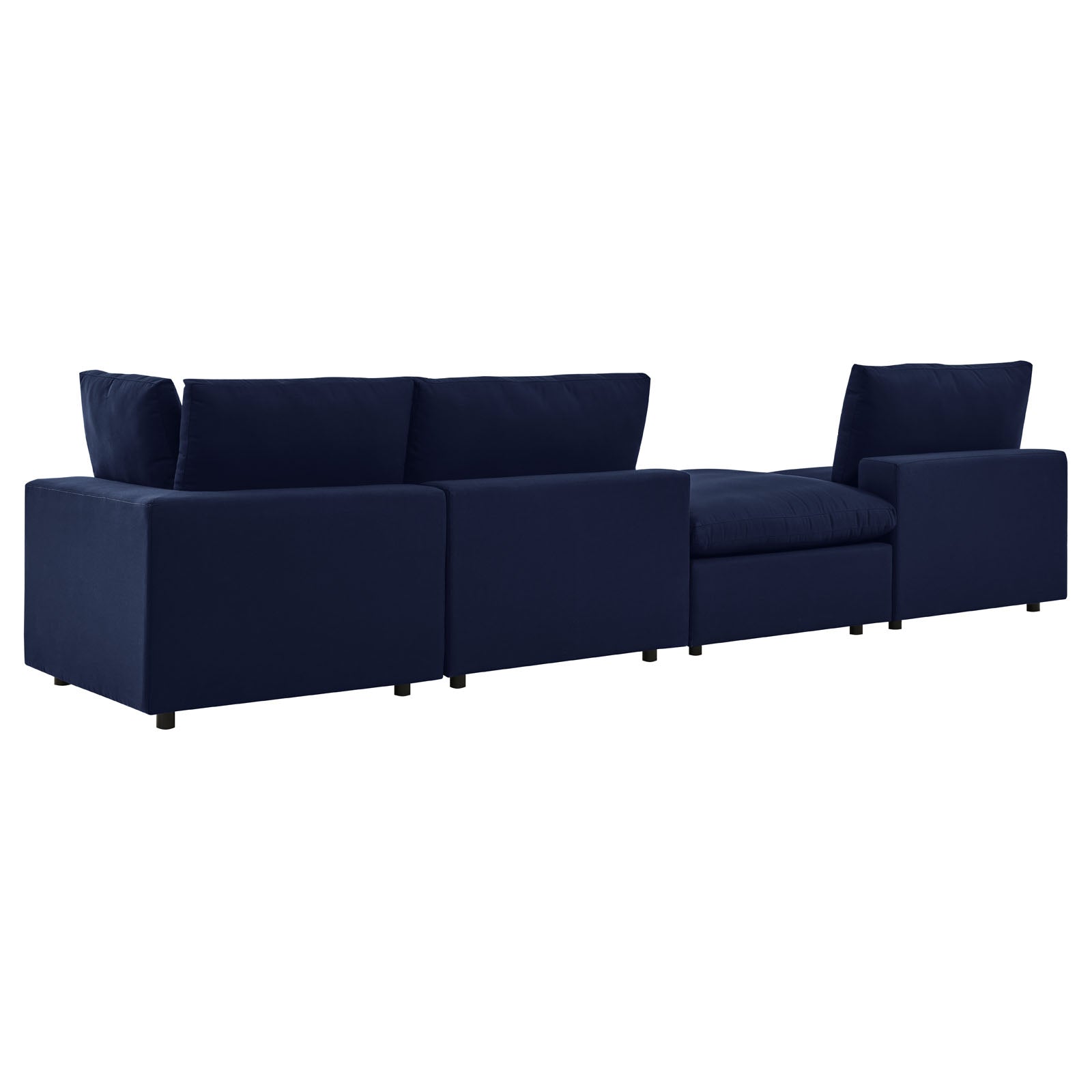 Modway Outdoor Conversation Sets - Commix 4-Piece Sunbrella Outdoor Patio Sectional Sofa Navy