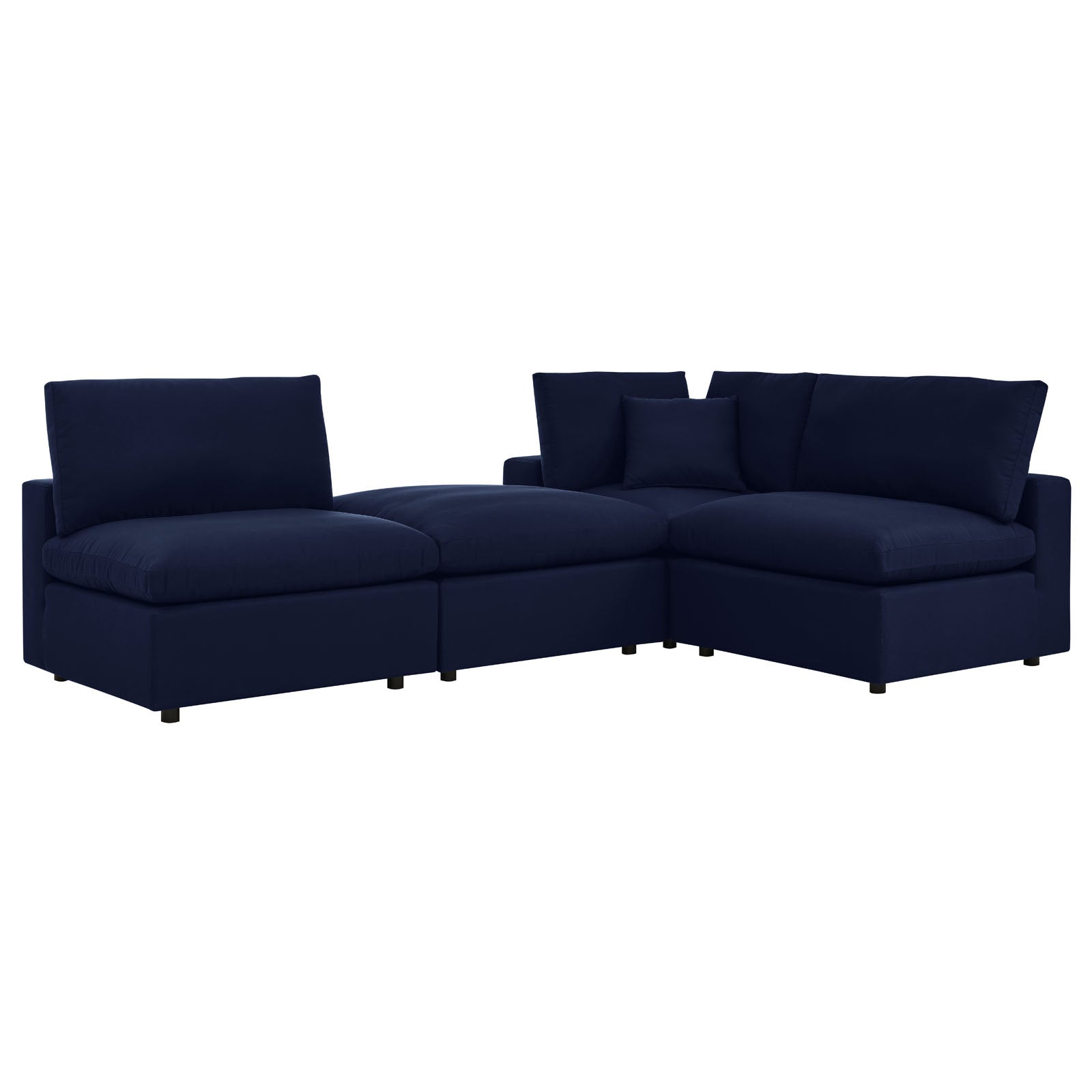 Modway Outdoor Conversation Sets - Commix 4-Piece Sunbrella Outdoor Patio Sectional Sofa Navy