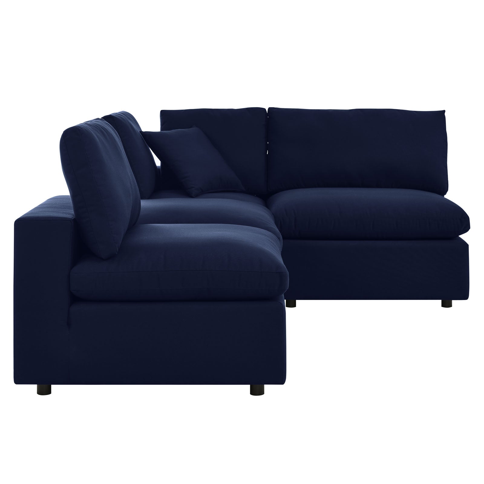 Modway Outdoor Conversation Sets - Commix 4-Piece Sunbrella Outdoor Patio Sectional Sofa Navy