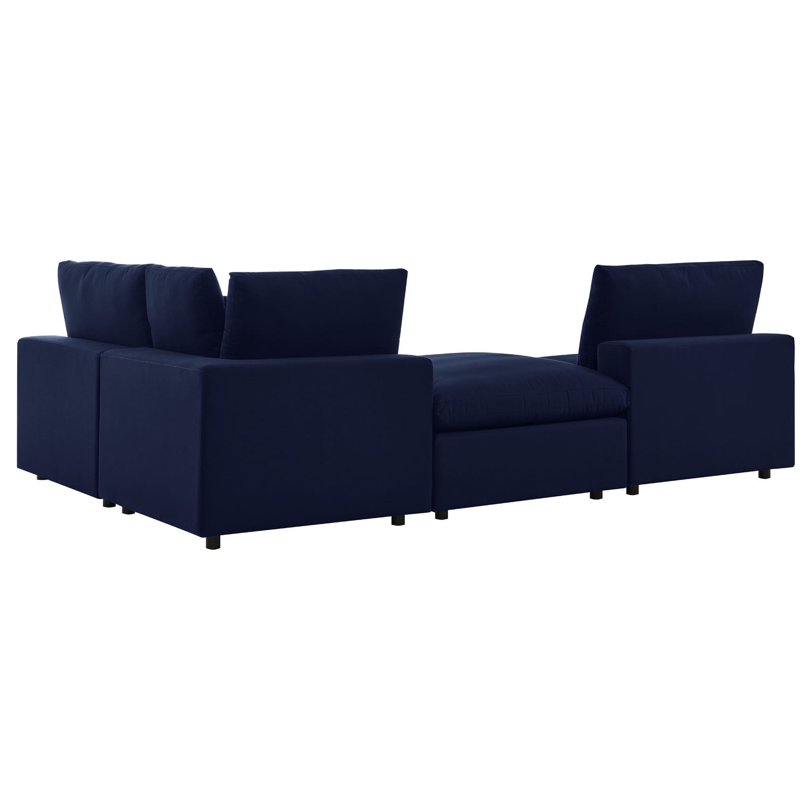Modway Outdoor Conversation Sets - Commix 4-Piece Sunbrella Outdoor Patio Sectional Sofa Navy